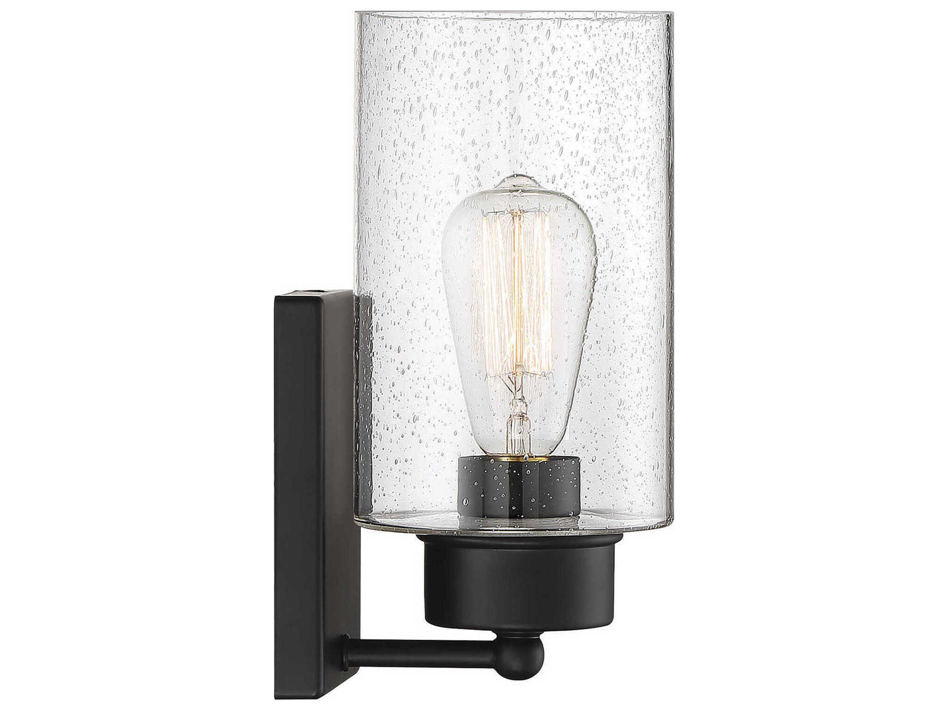 Savoy House Meridian 1-Light Matte Black Glass Wall Sconce