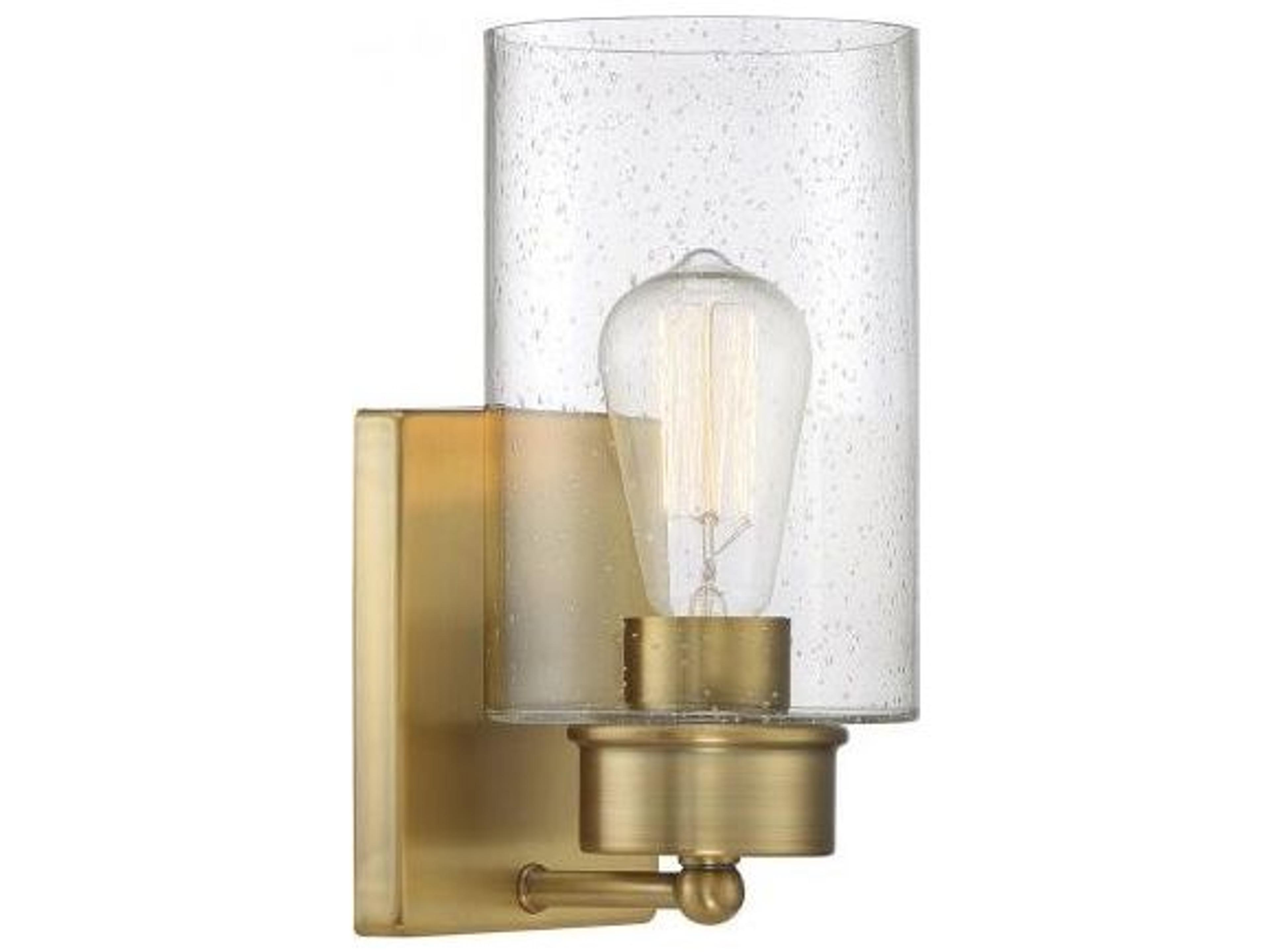 Savoy House Meridian 1-Light Natural Brass Glass Wall Sconce