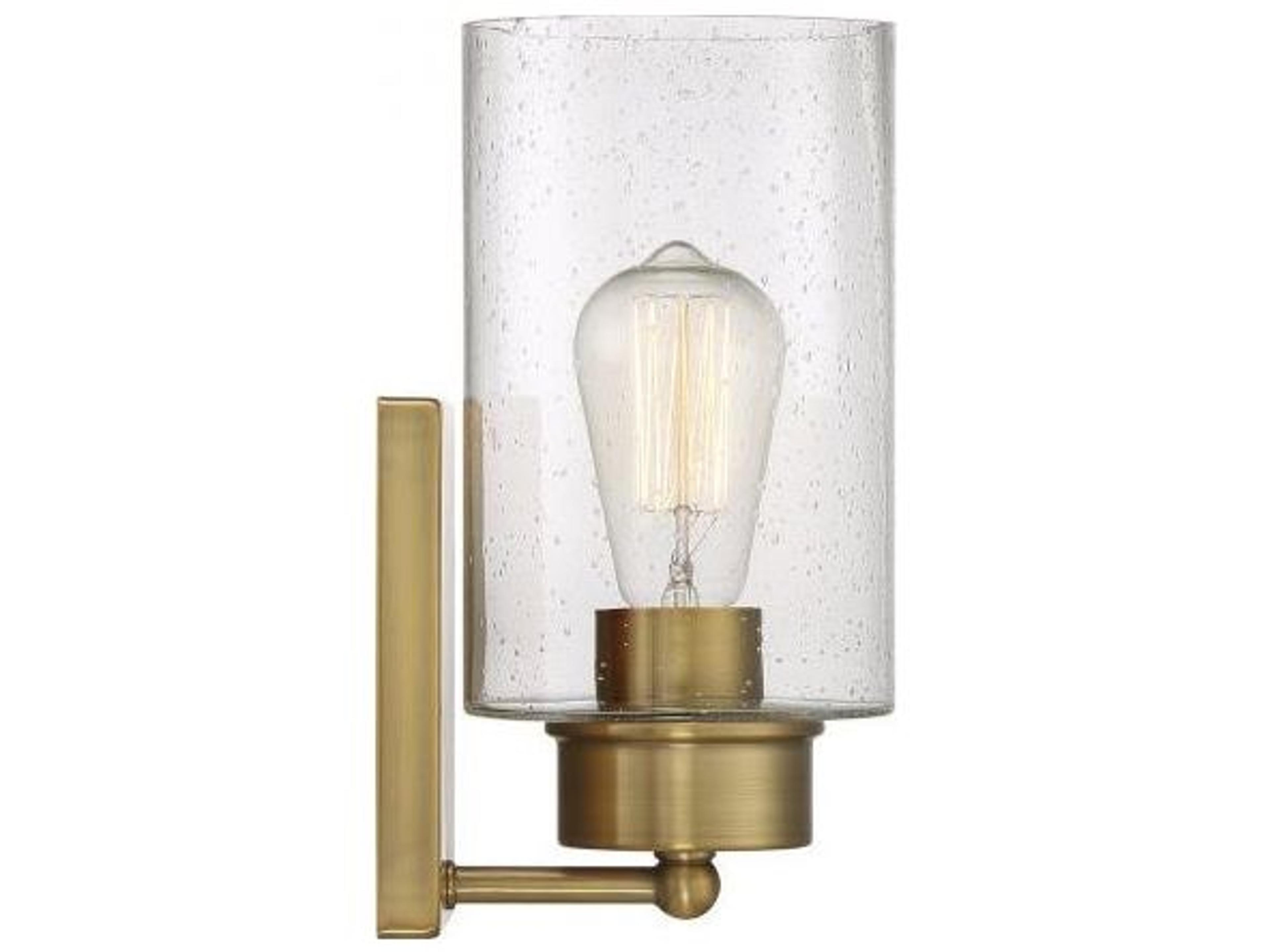 Savoy House Meridian 1-Light Natural Brass Glass Wall Sconce