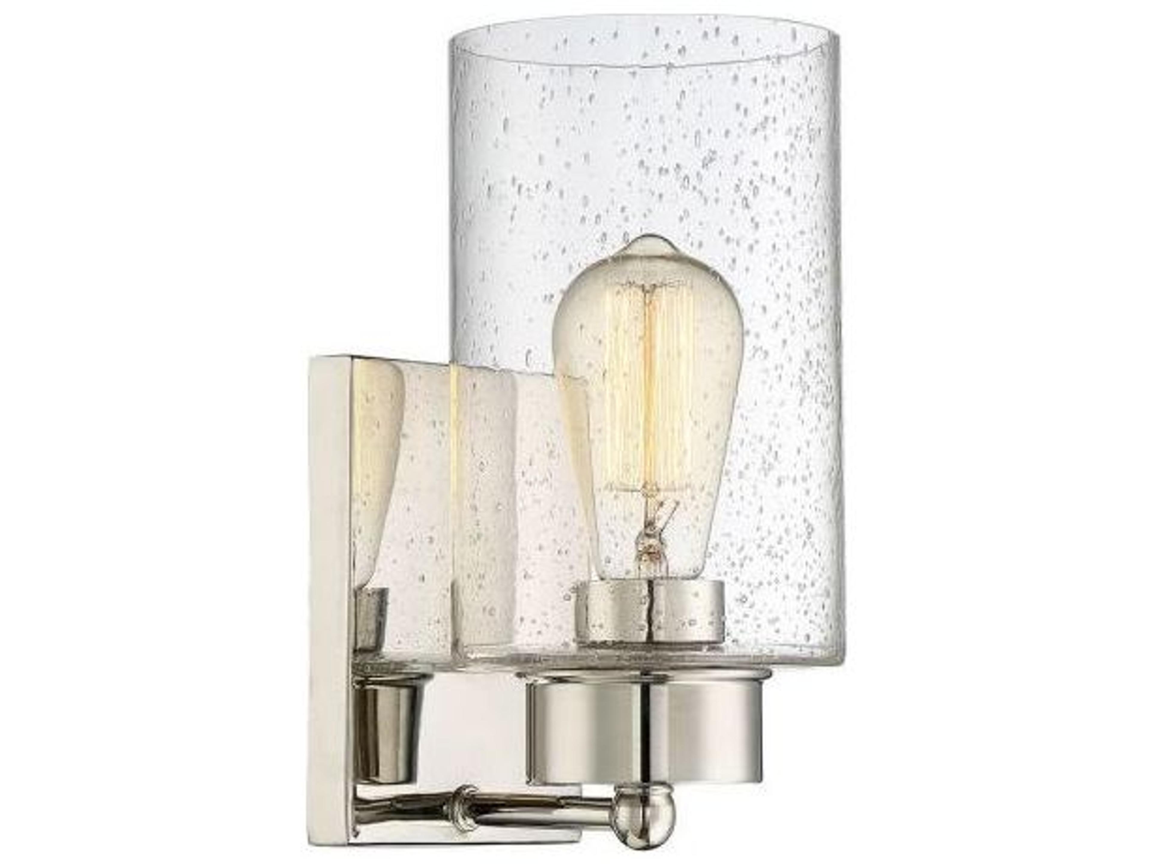 Savoy House Meridian 1-Light Polished Nickel Glass Wall Sconce