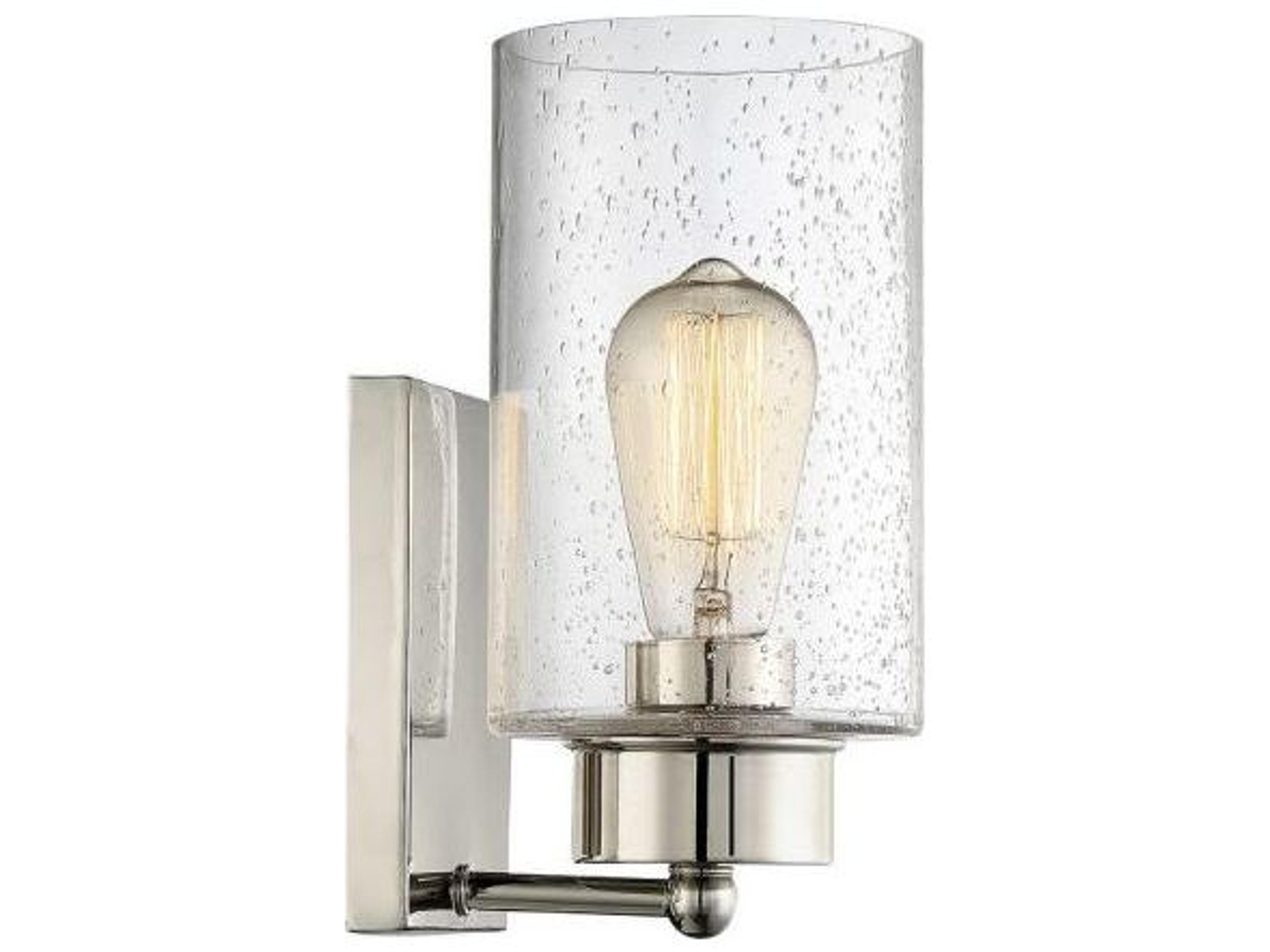 Savoy House Meridian 1-Light Polished Nickel Glass Wall Sconce