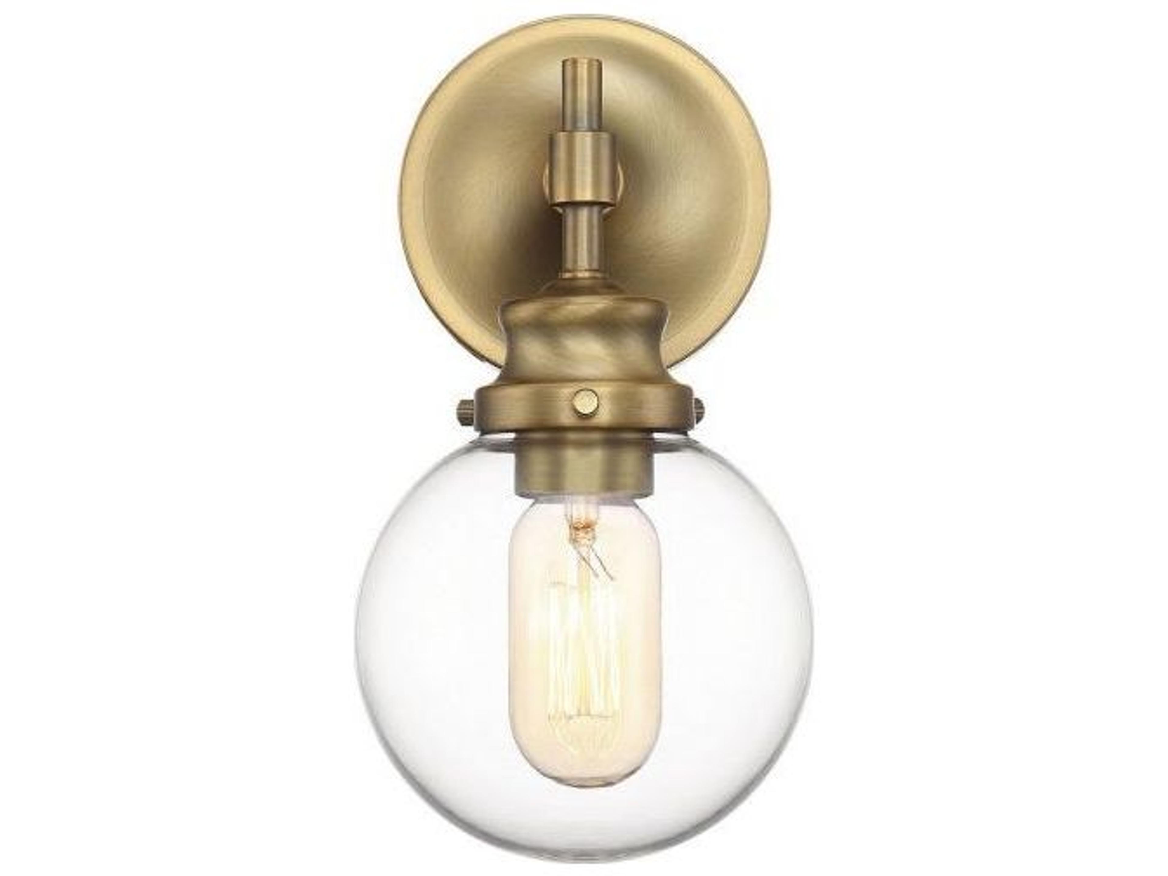 Savoy House Meridian 1-Light Natural Brass Glass Wall Sconce