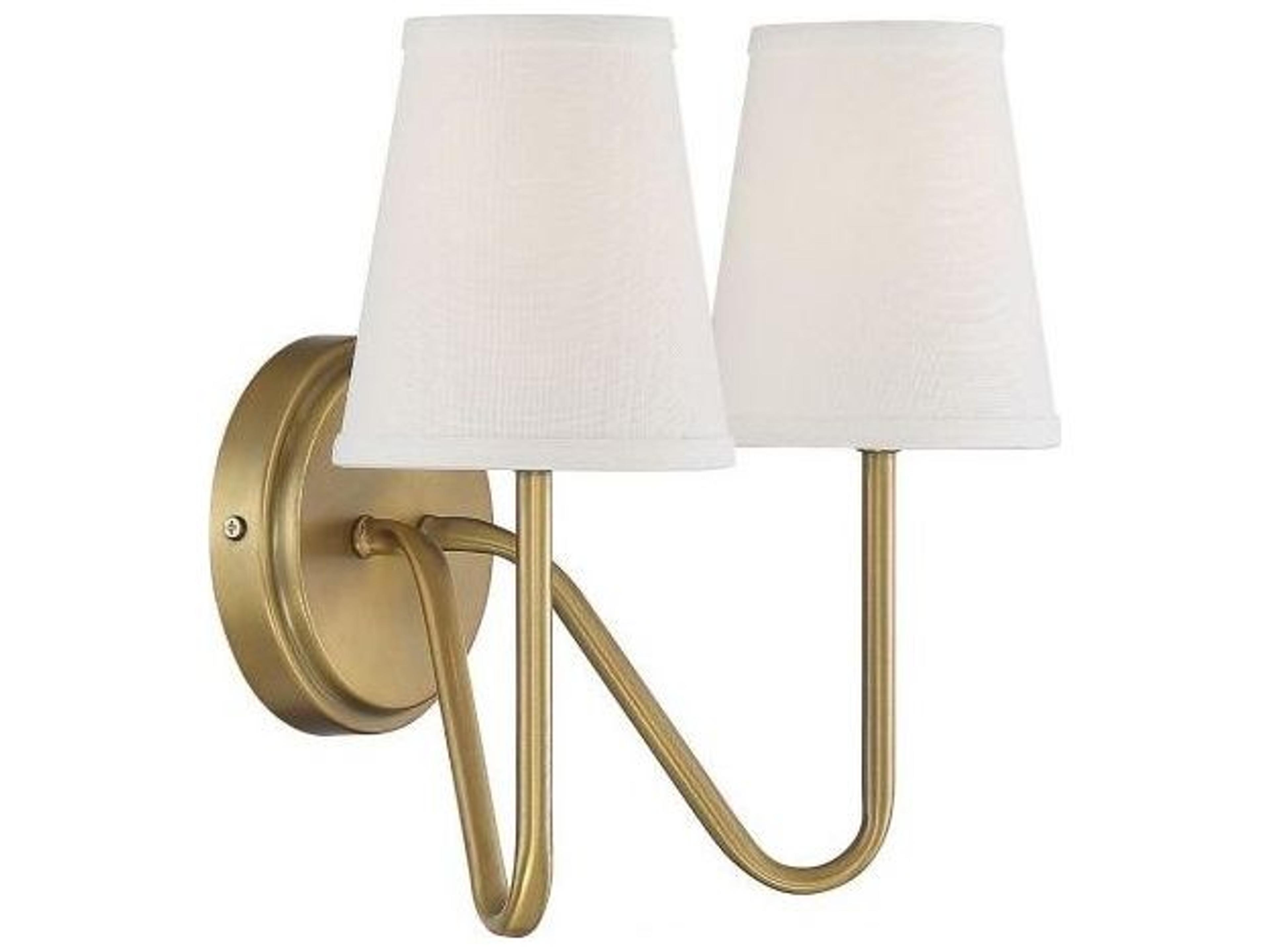 Savoy House Meridian 2-Light Natural Brass Vanity Light