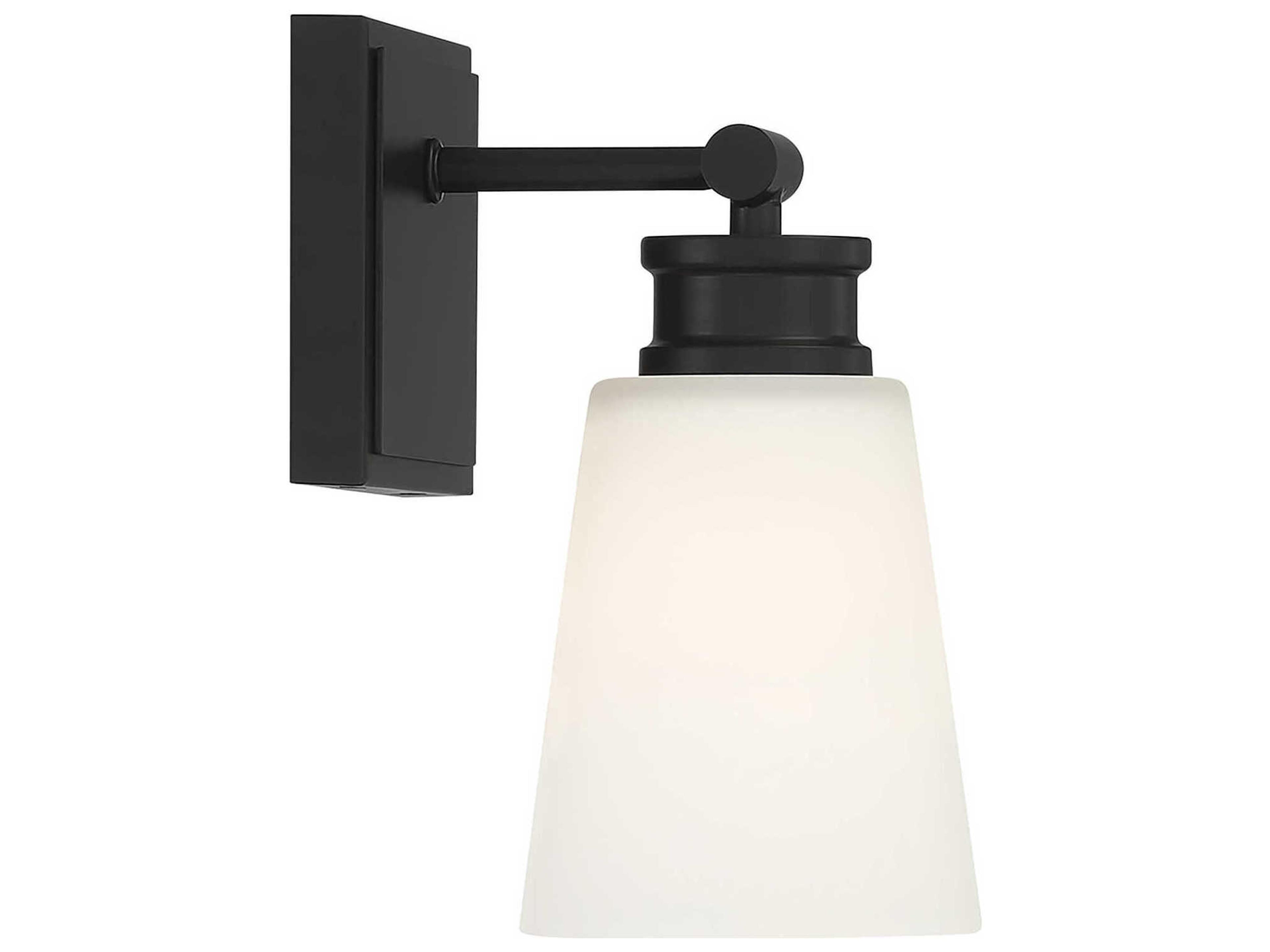Savoy House Meridian 1-Light Matte Black Glass Wall Sconce