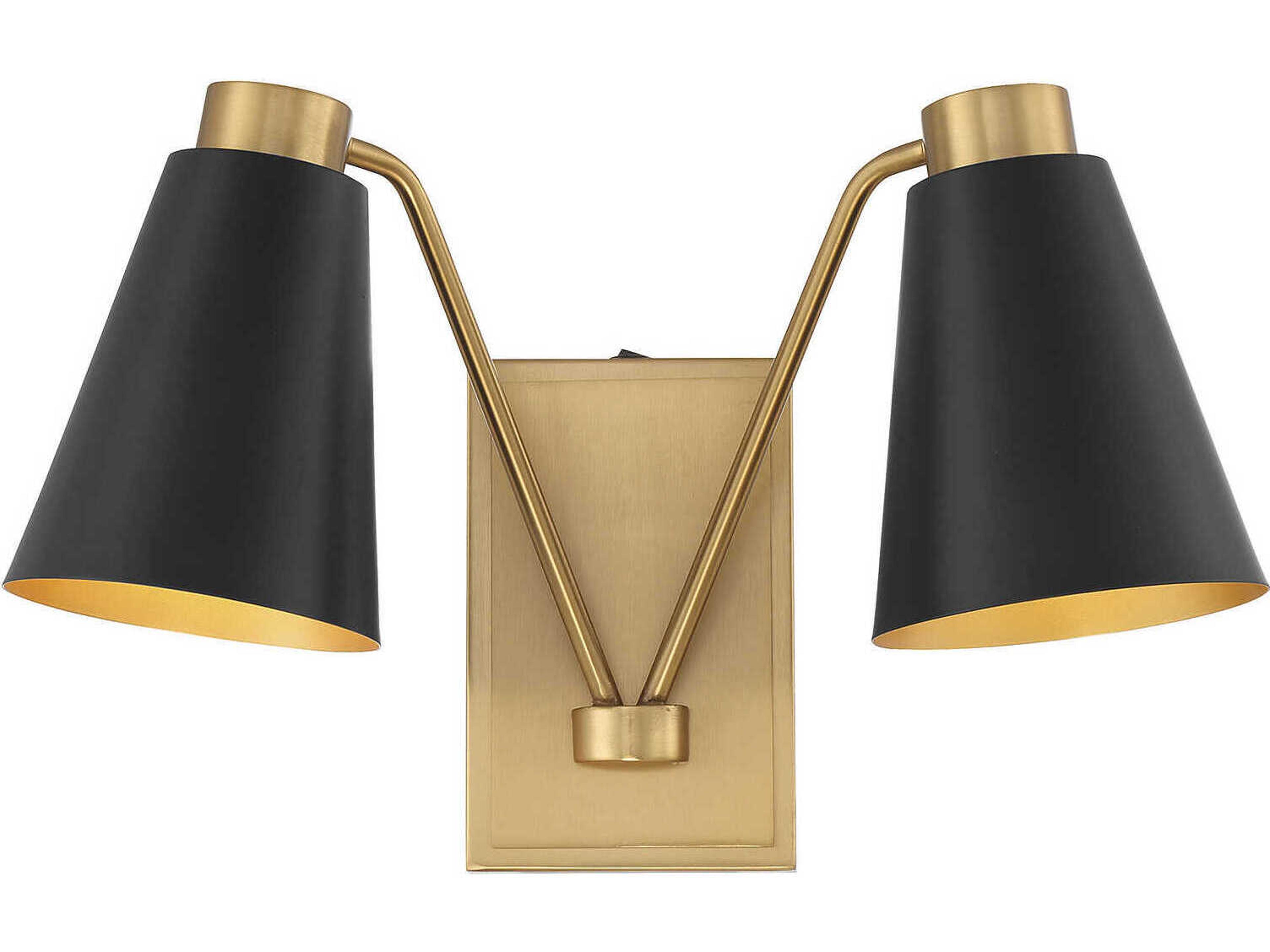 Meridian 2-Light Matte Black Natural Brass Wall Sconce