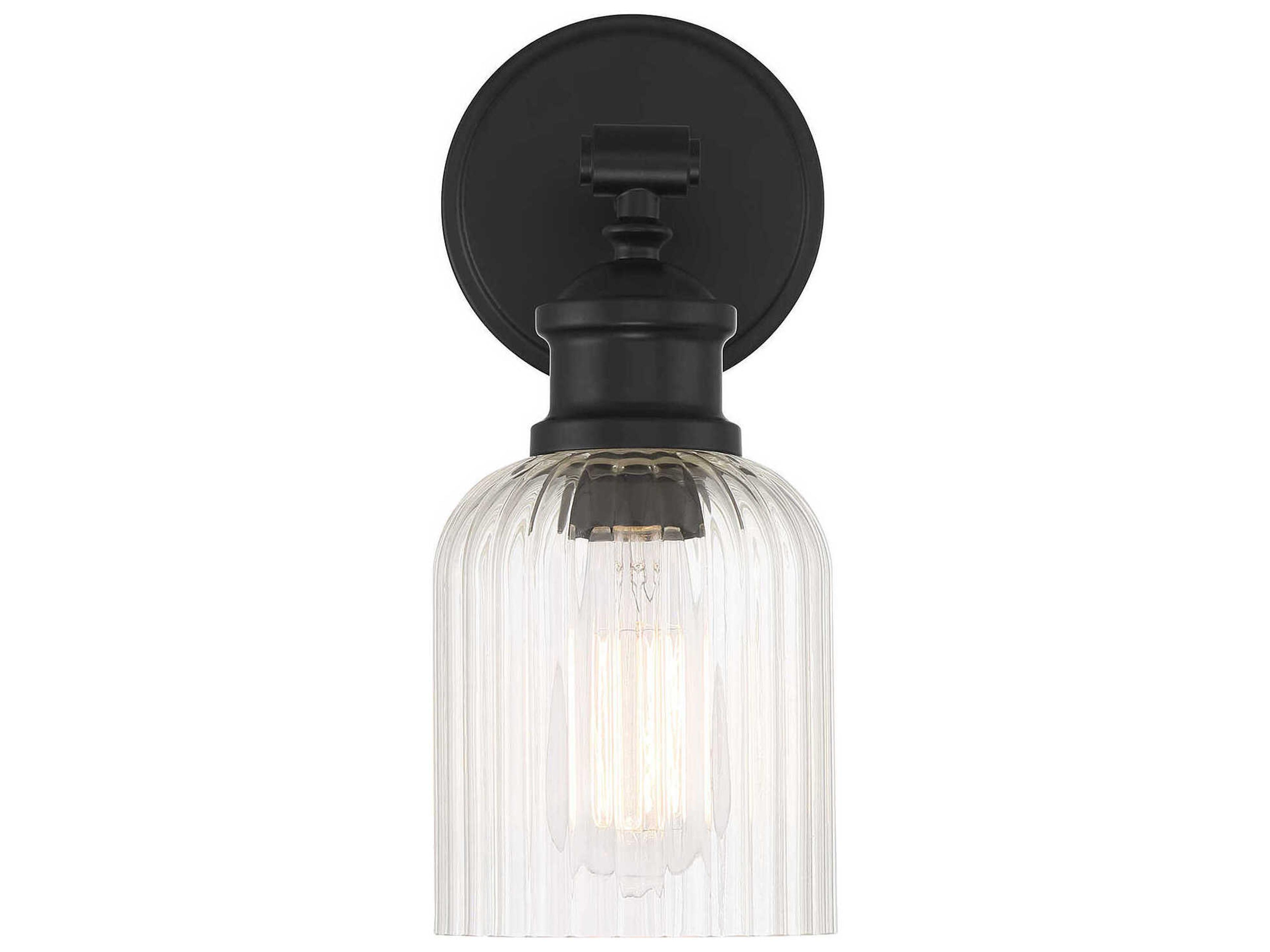 Savoy House Meridian 1-Light Matte Black Glass Wall Sconce