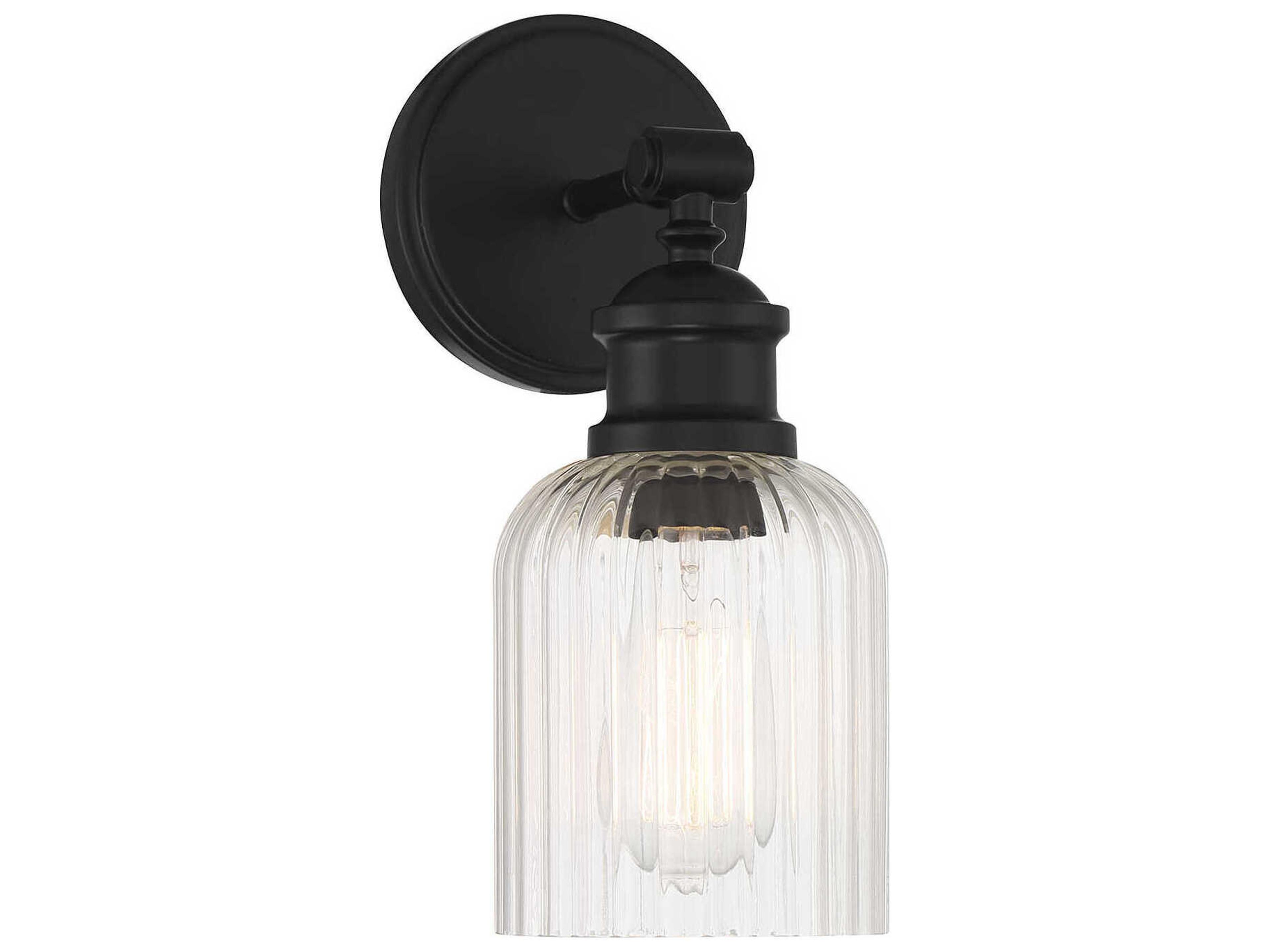 Savoy House Meridian 1-Light Matte Black Glass Wall Sconce