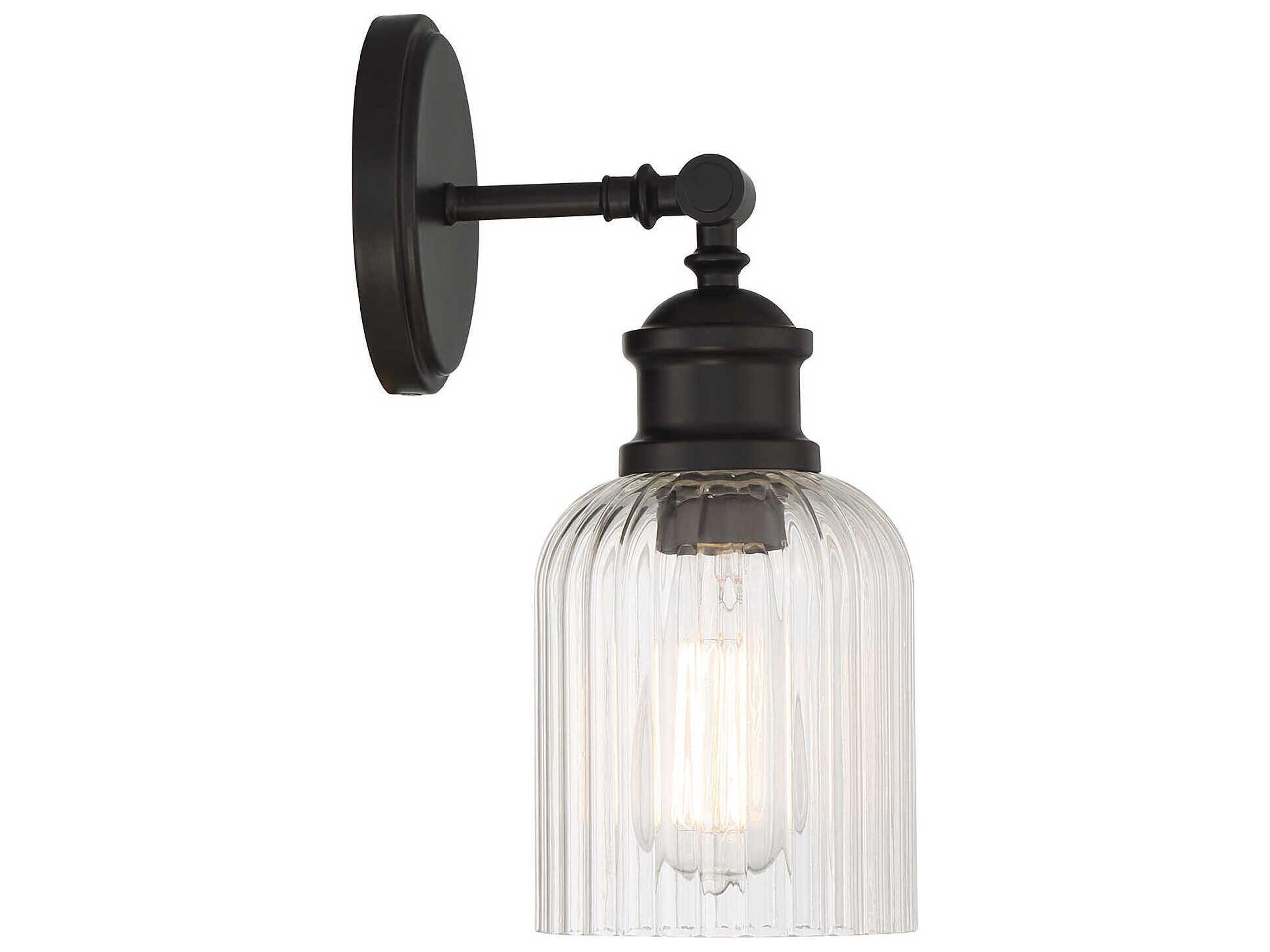 Savoy House Meridian 1-Light Matte Black Glass Wall Sconce