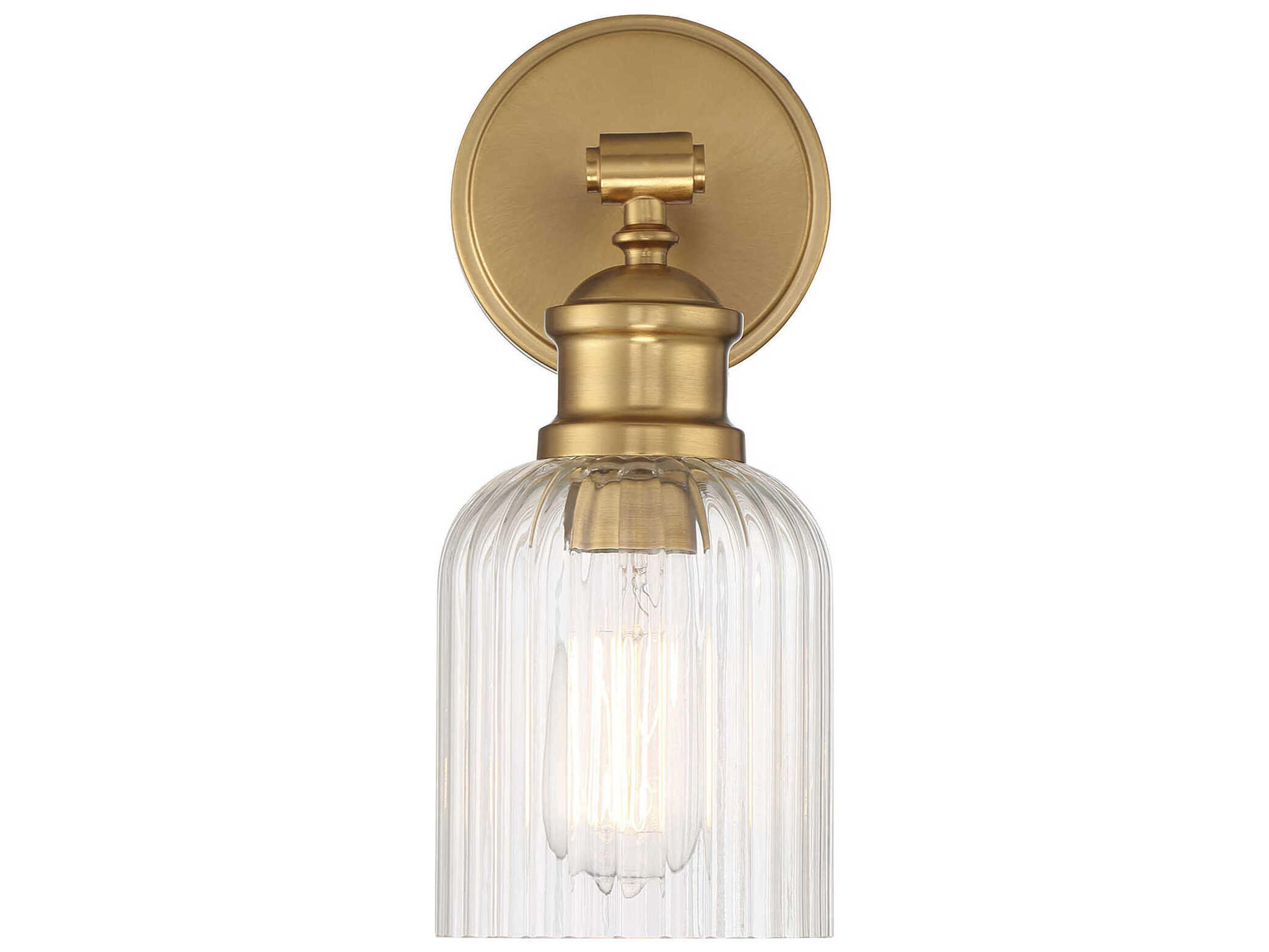 Savoy House Meridian 1-Light Natural Brass Glass Wall Sconce