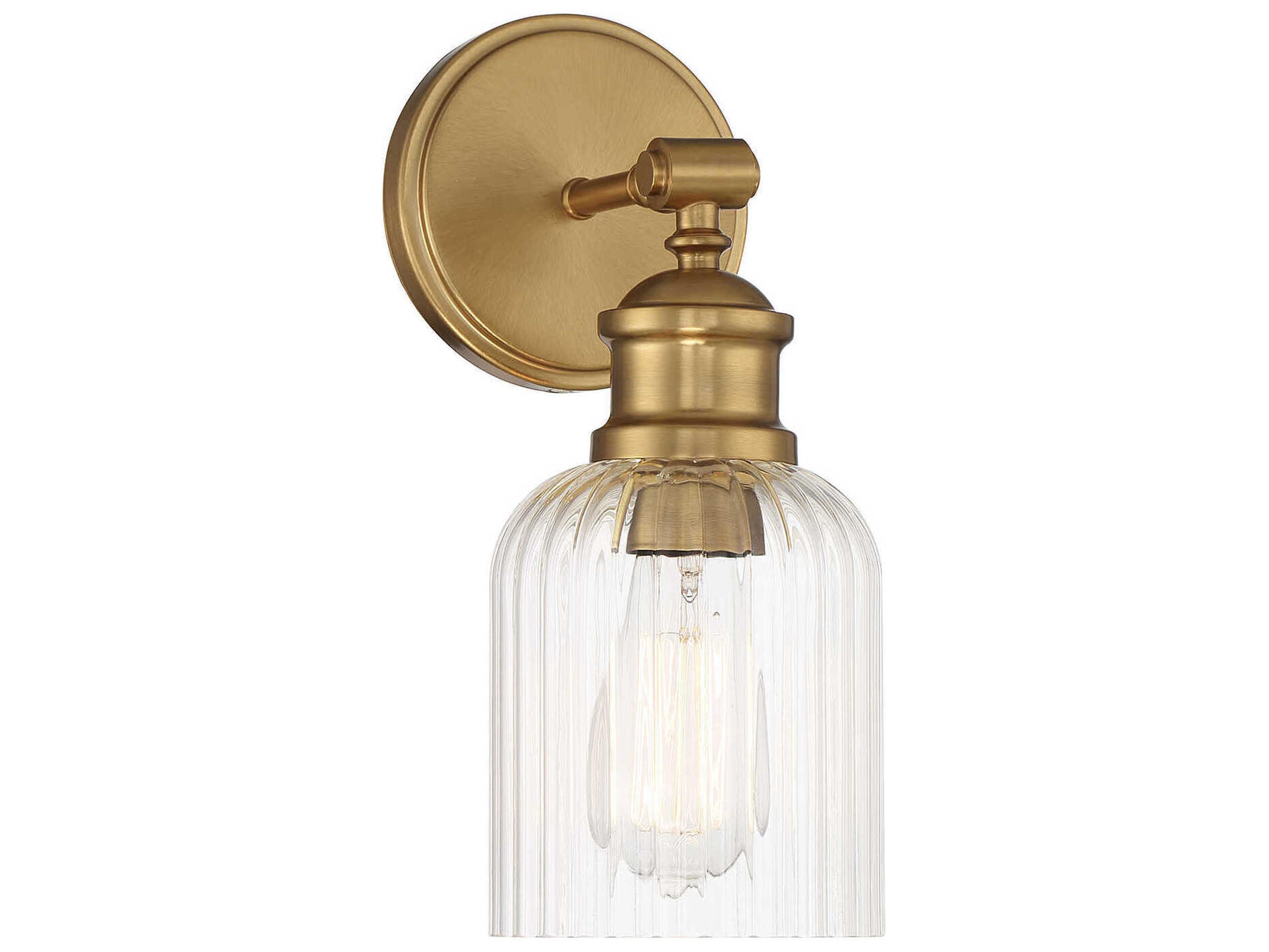 Savoy House Meridian 1-Light Natural Brass Glass Wall Sconce