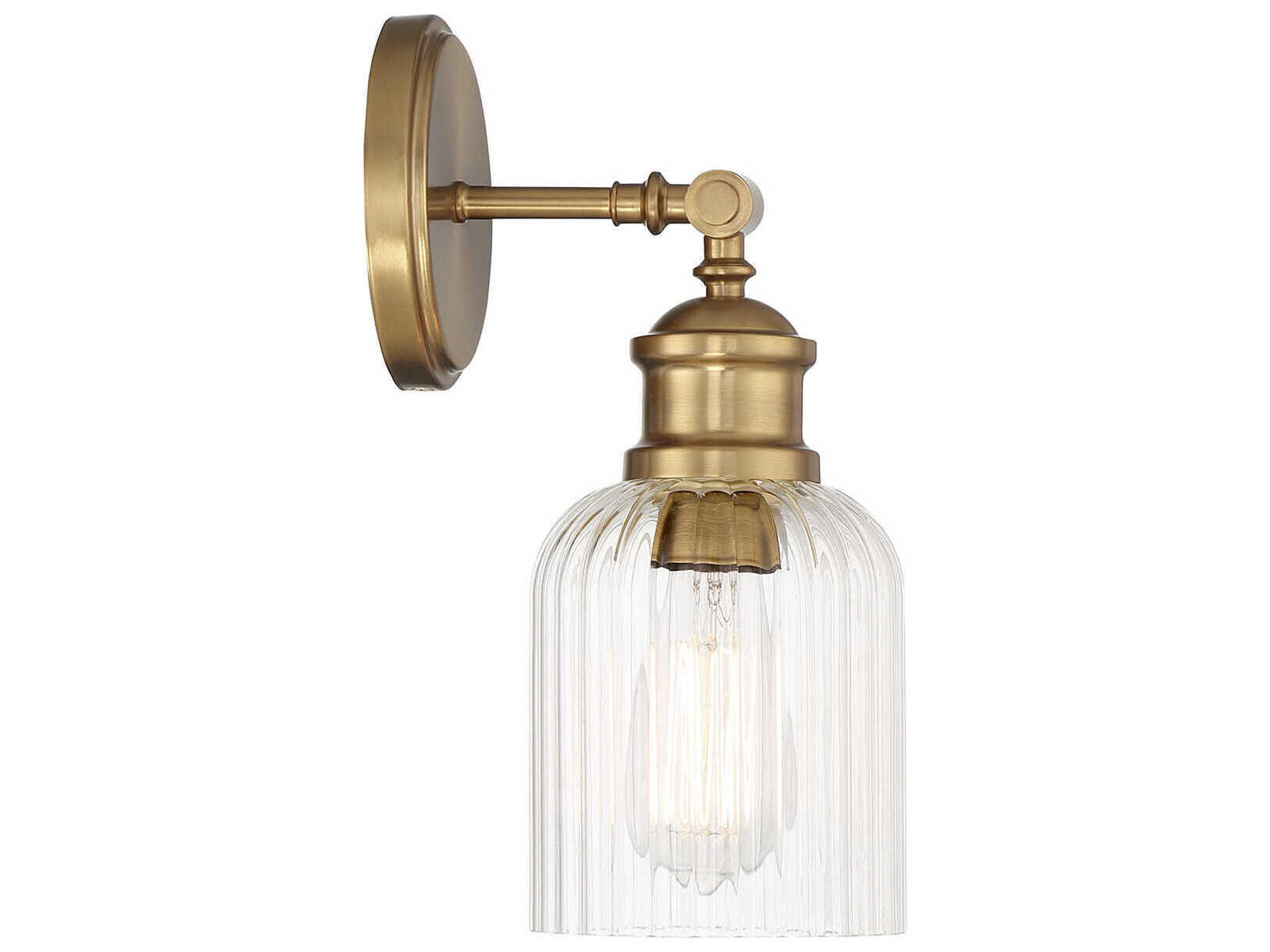 Savoy House Meridian 1-Light Natural Brass Glass Wall Sconce