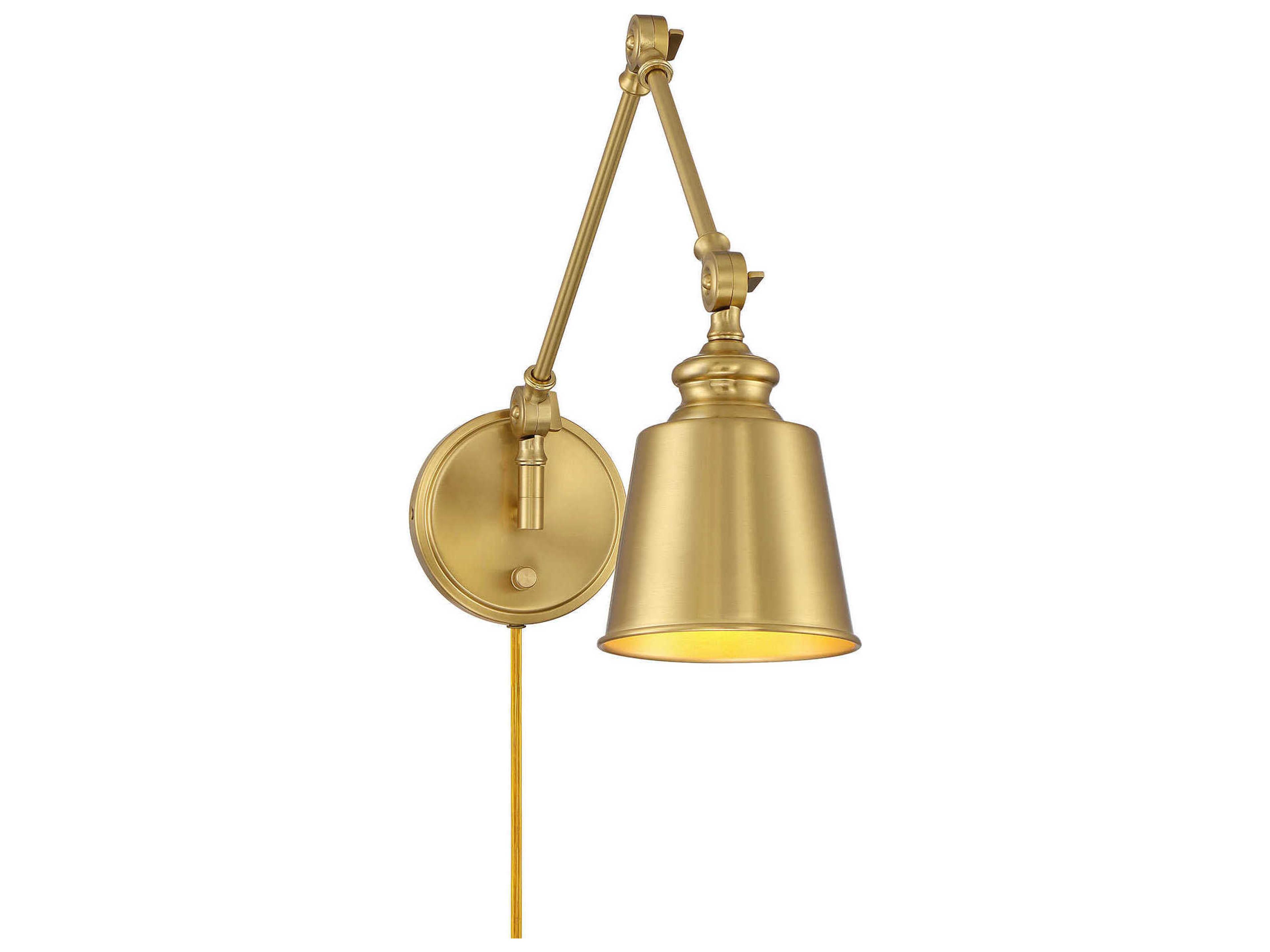 Meridian 2-Light Natural Brass Swing Wall Sconce