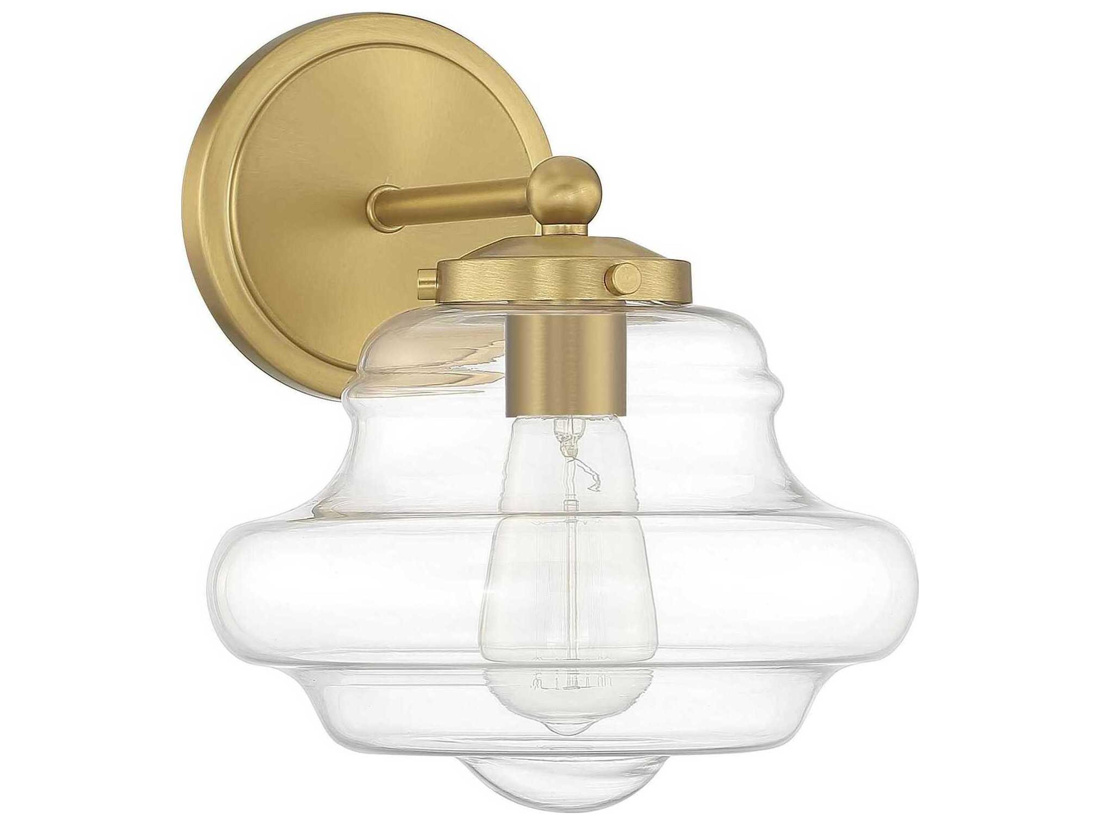 Savoy House Meridian 1-Light Natural Brass Glass Wall Sconce