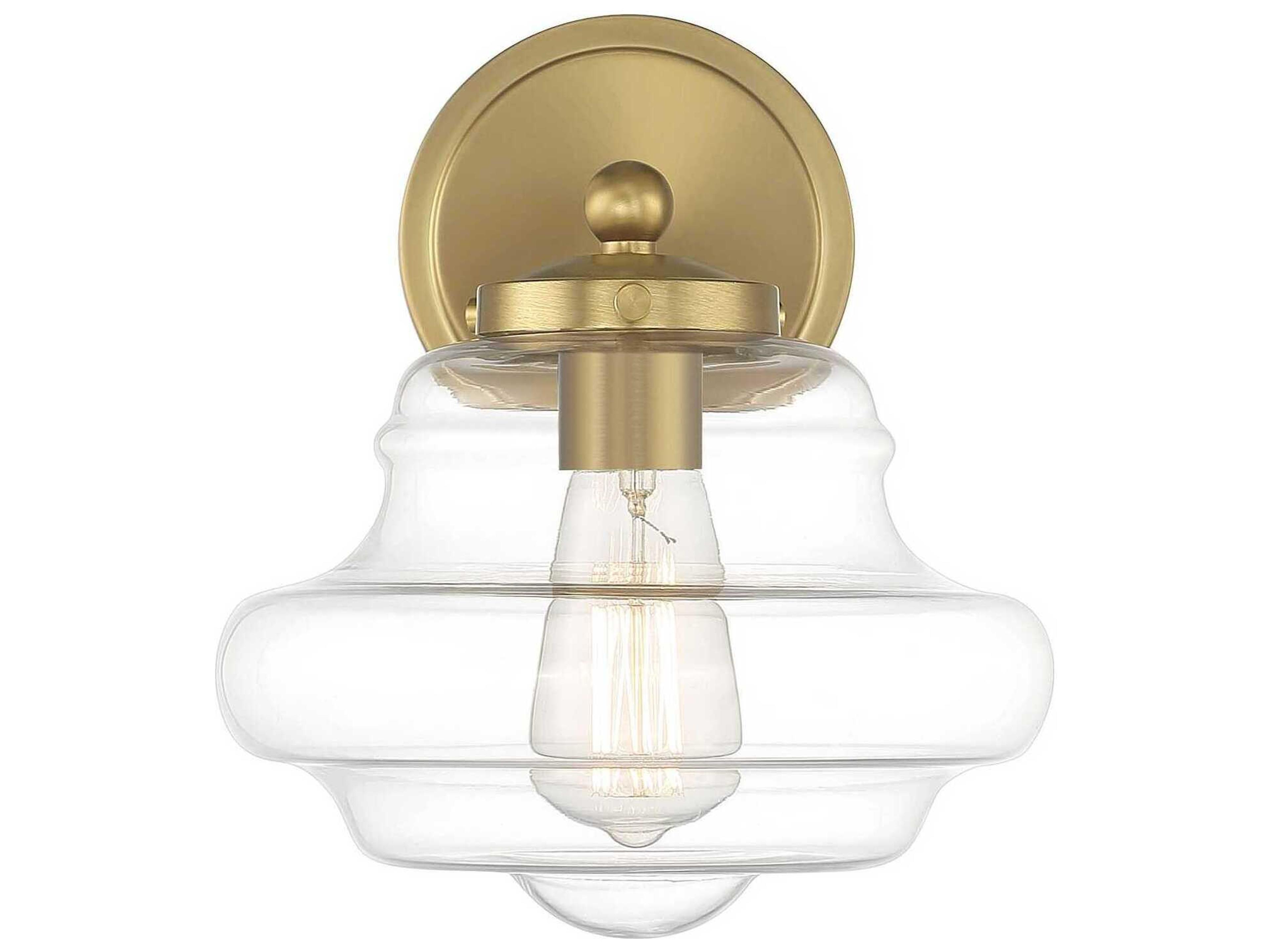 Savoy House Meridian 1-Light Natural Brass Glass Wall Sconce