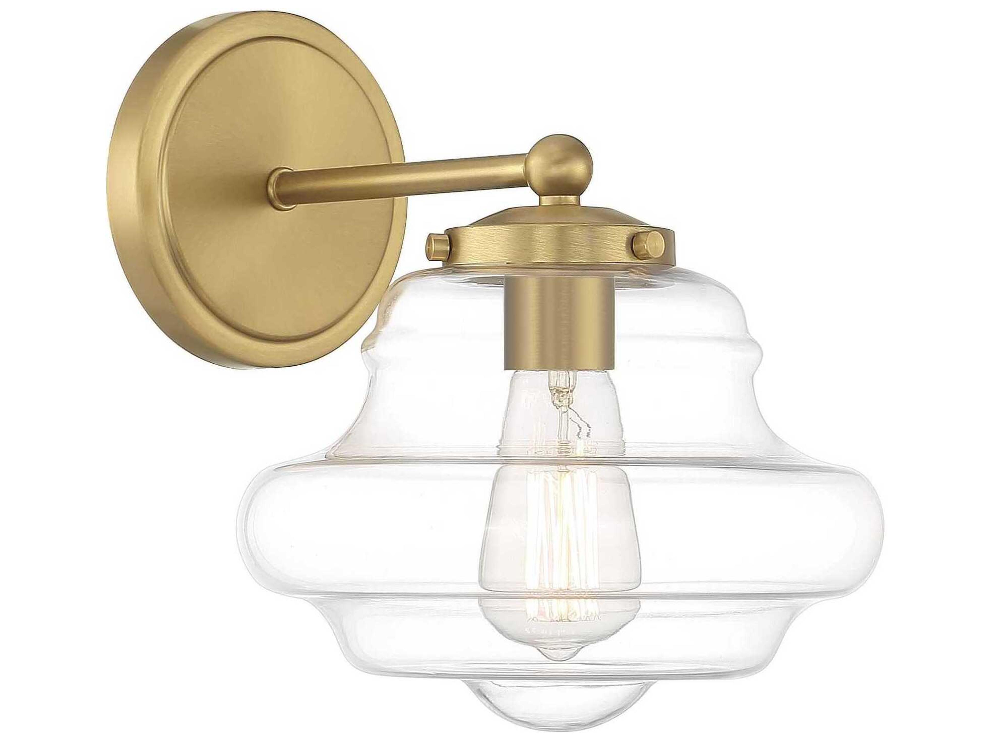 Savoy House Meridian 1-Light Natural Brass Glass Wall Sconce