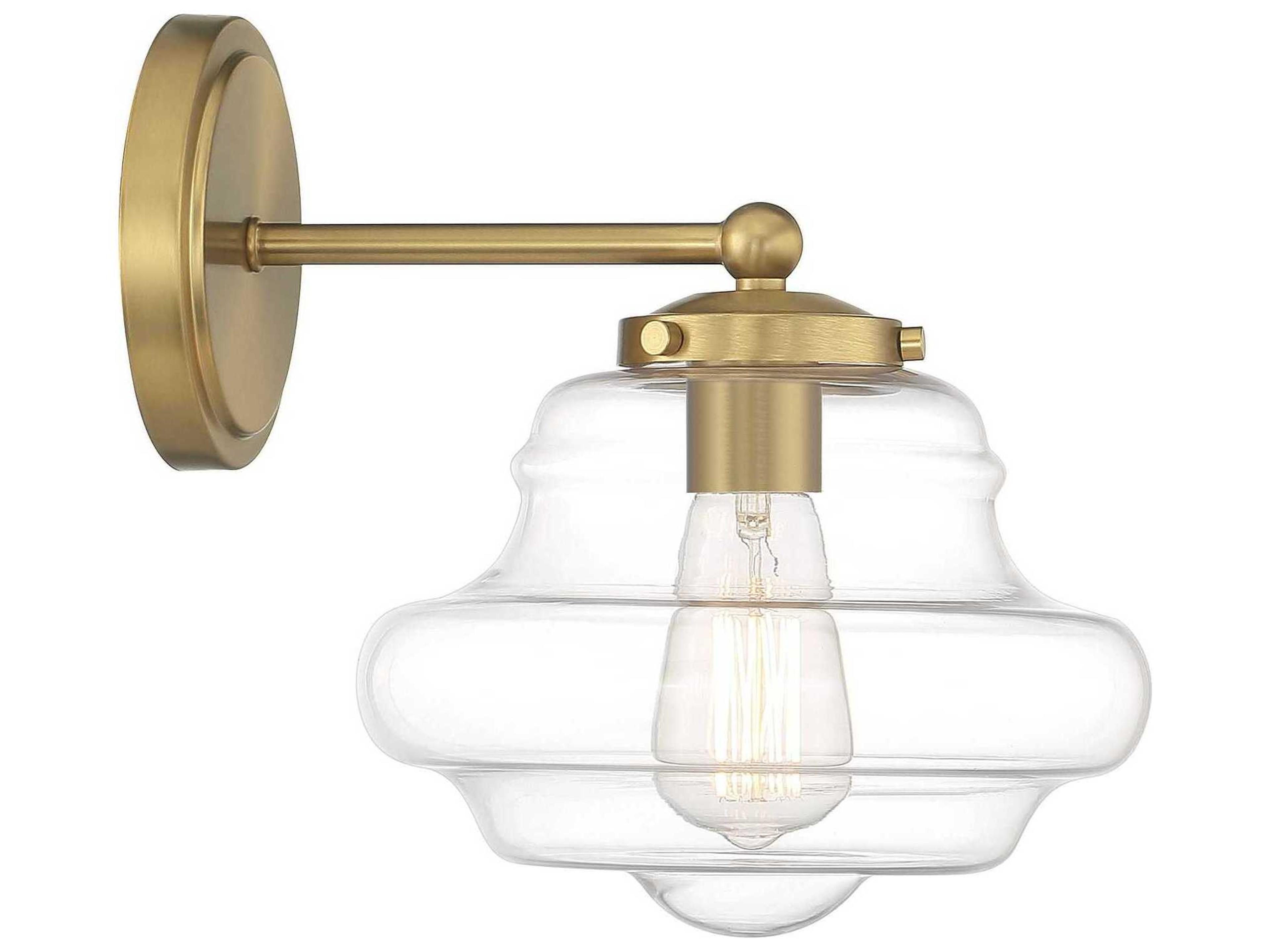 Savoy House Meridian 1-Light Natural Brass Glass Wall Sconce