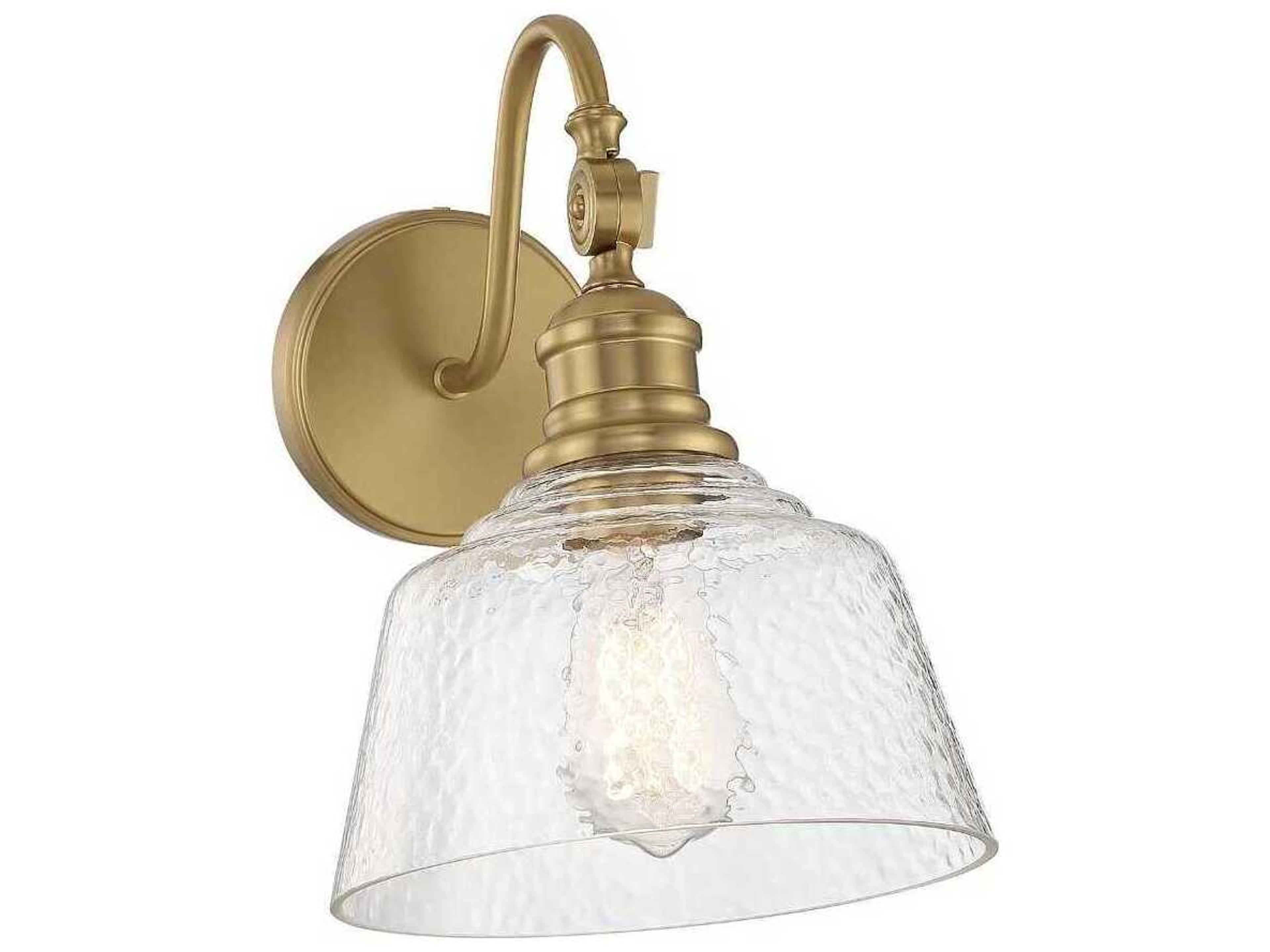 Meridian 1-Light Natural Brass Glass Wall Sconce