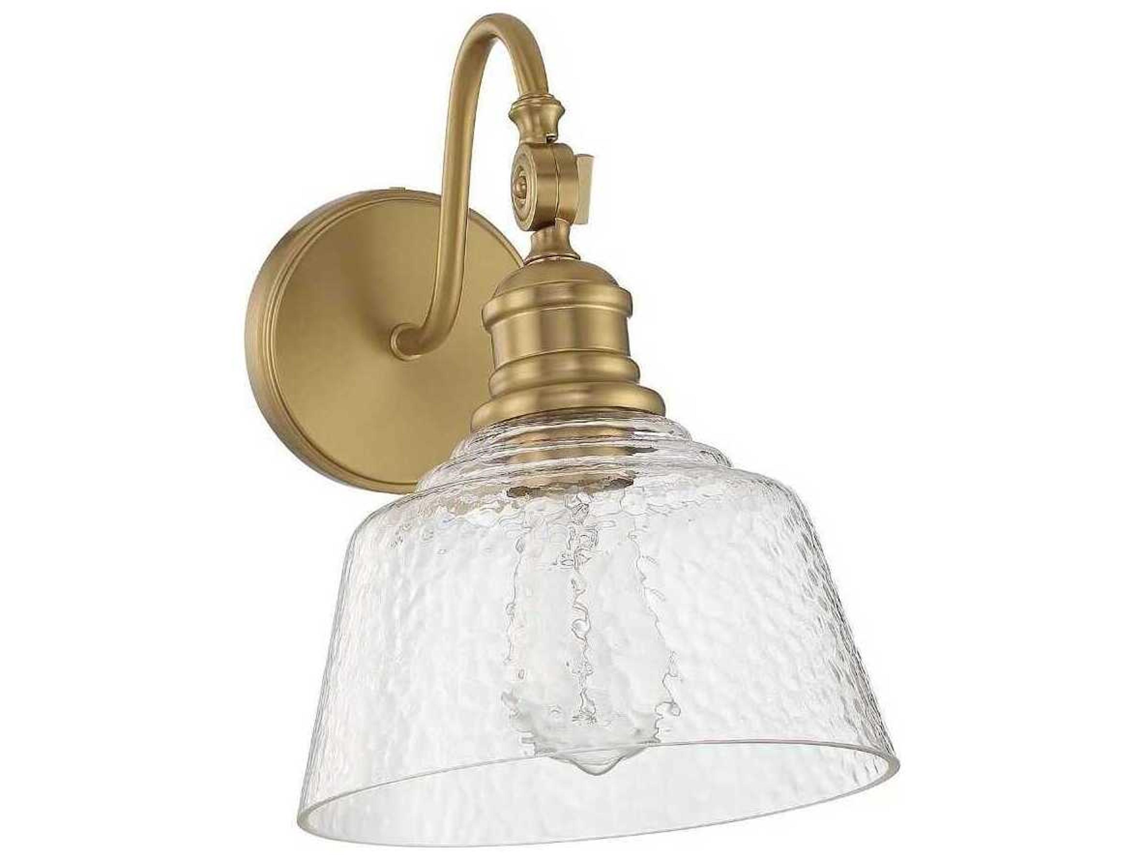 Savoy House Meridian 1-Light Natural Brass Glass Wall Sconce