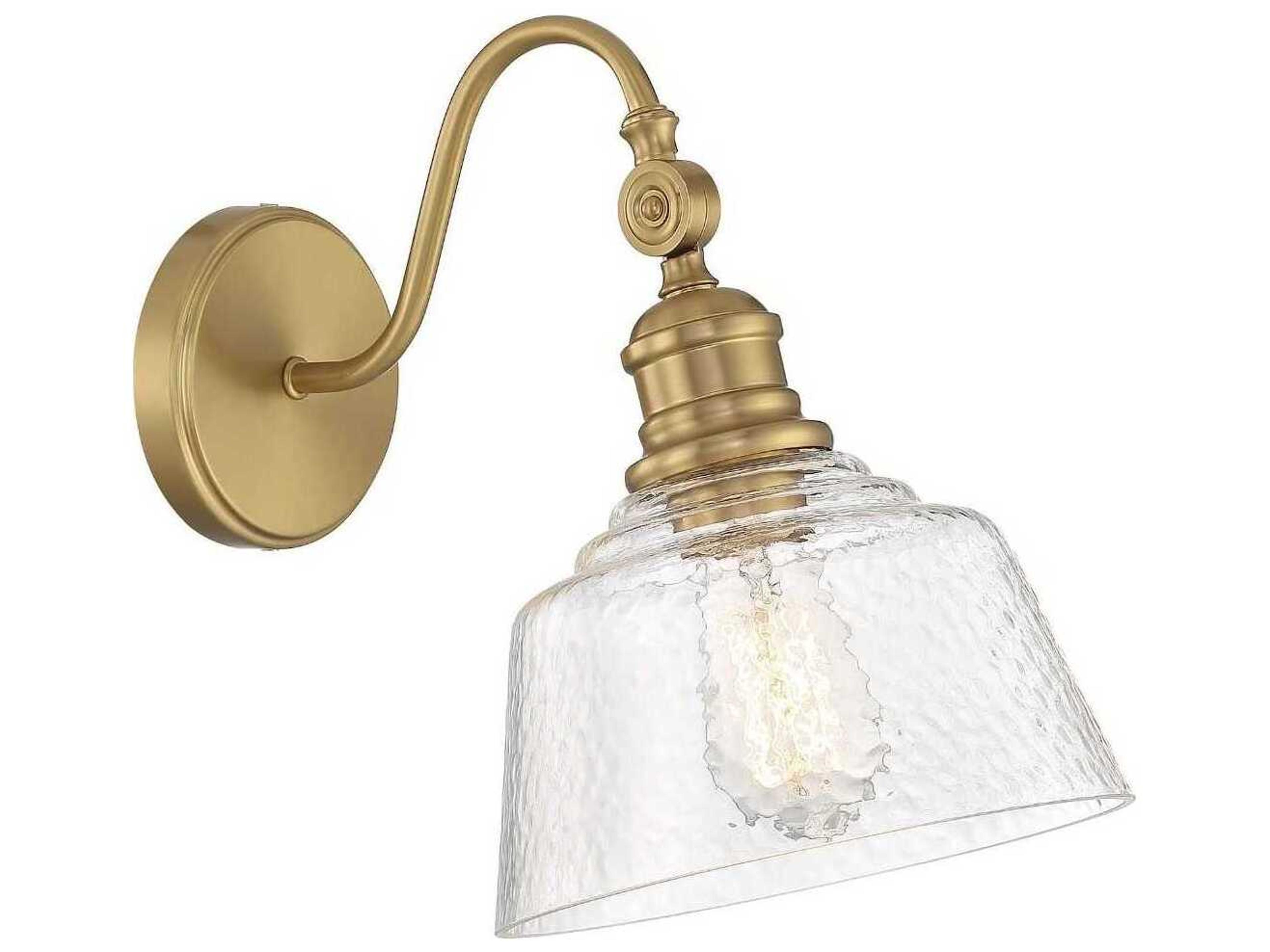 Savoy House Meridian 1-Light Natural Brass Glass Wall Sconce