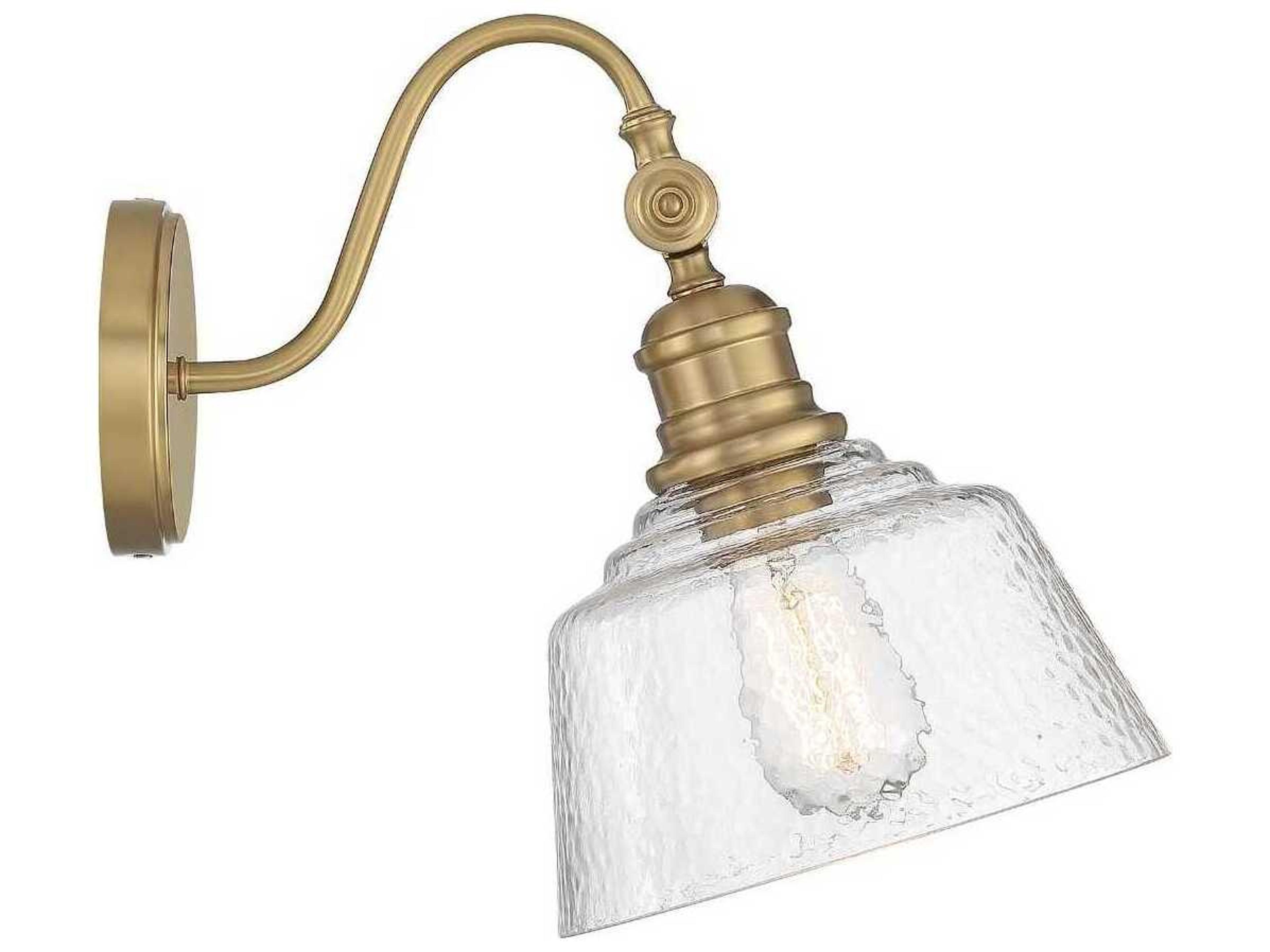Savoy House Meridian 1-Light Natural Brass Glass Wall Sconce