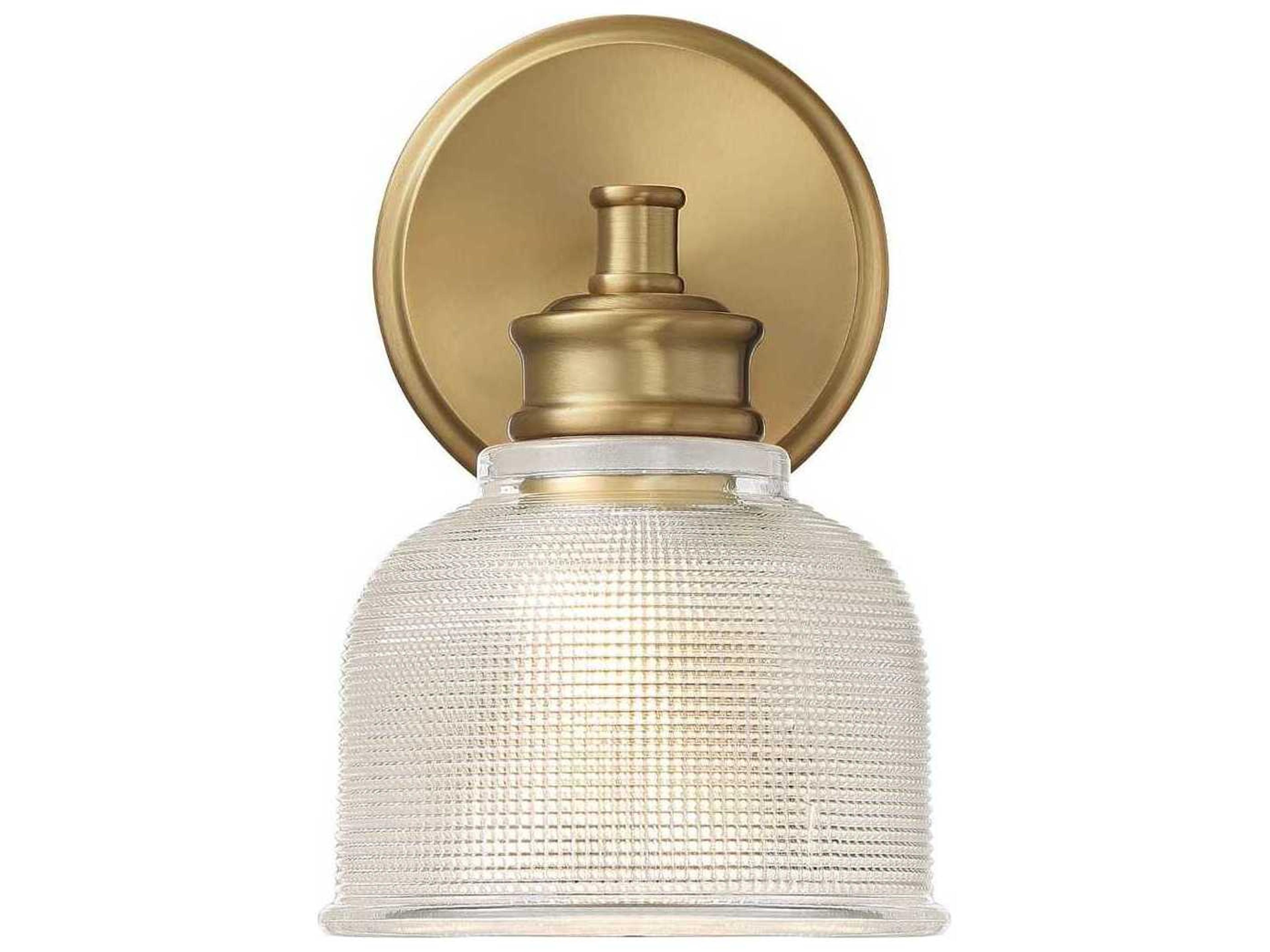 Savoy House Meridian 1-Light Natural Brass Glass Wall Sconce