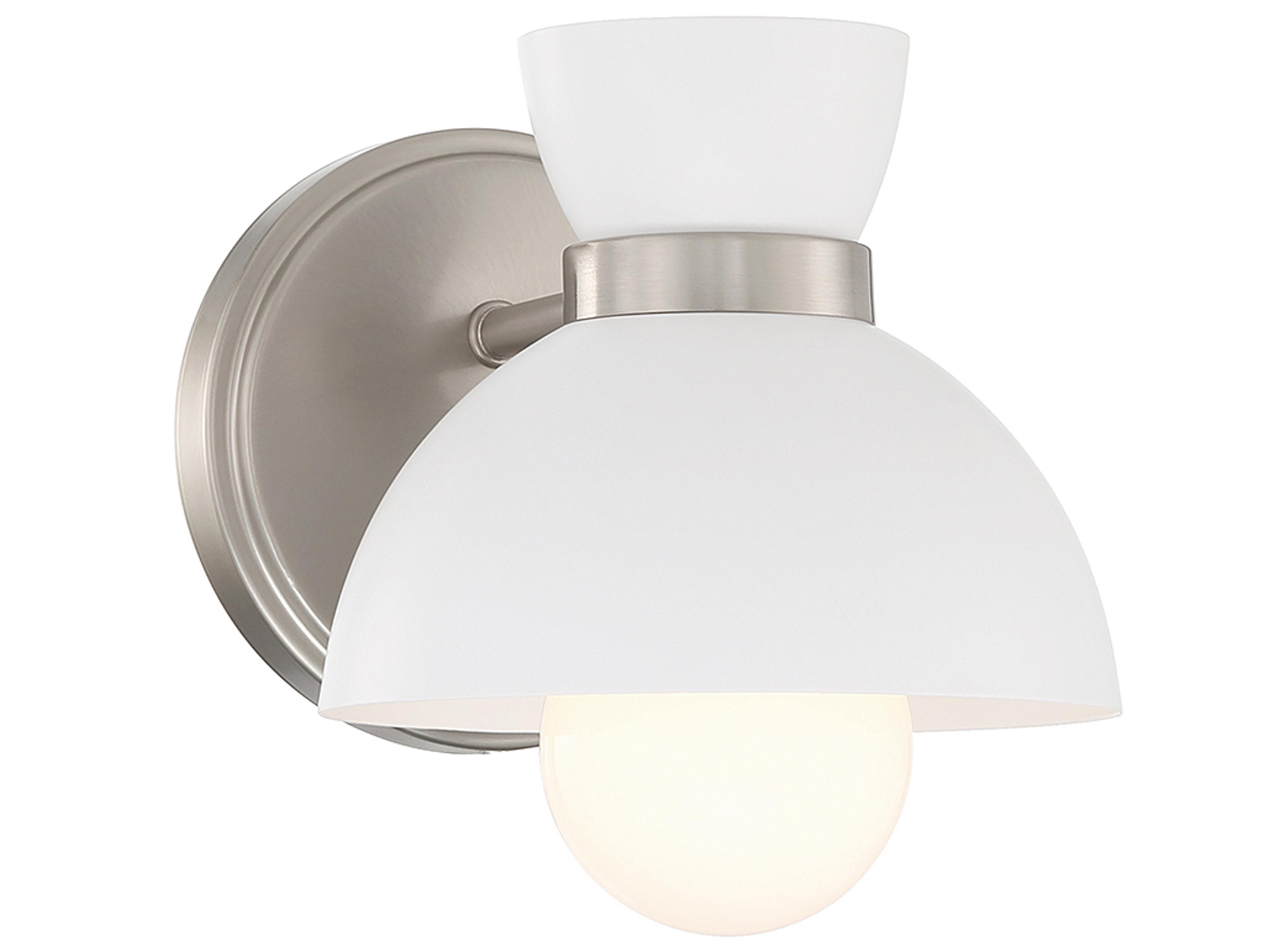 Meridian 1-Light Brushed Nickel White Wall Sconce