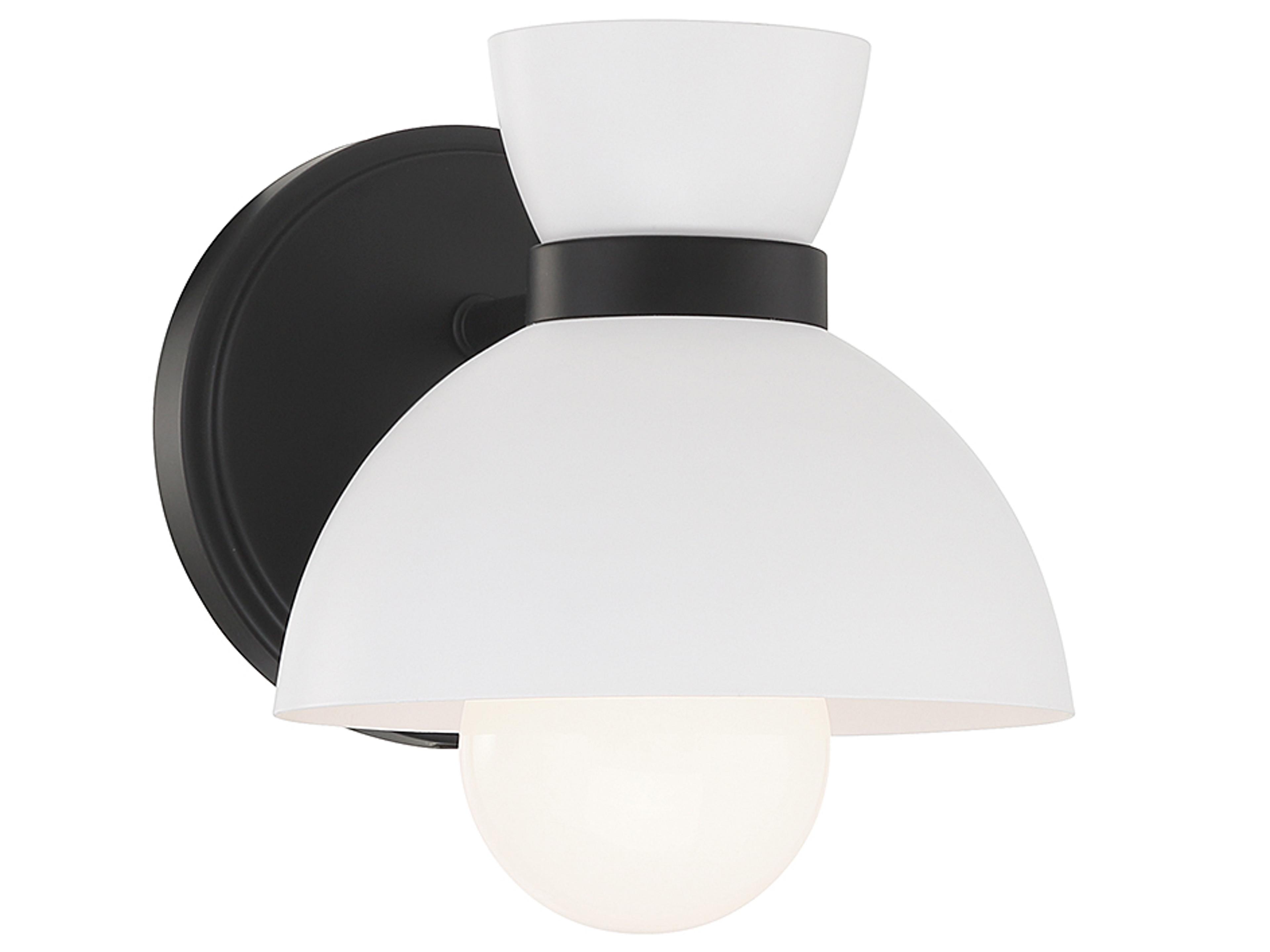 Meridian 1-Light Matte Black White Wall Sconce