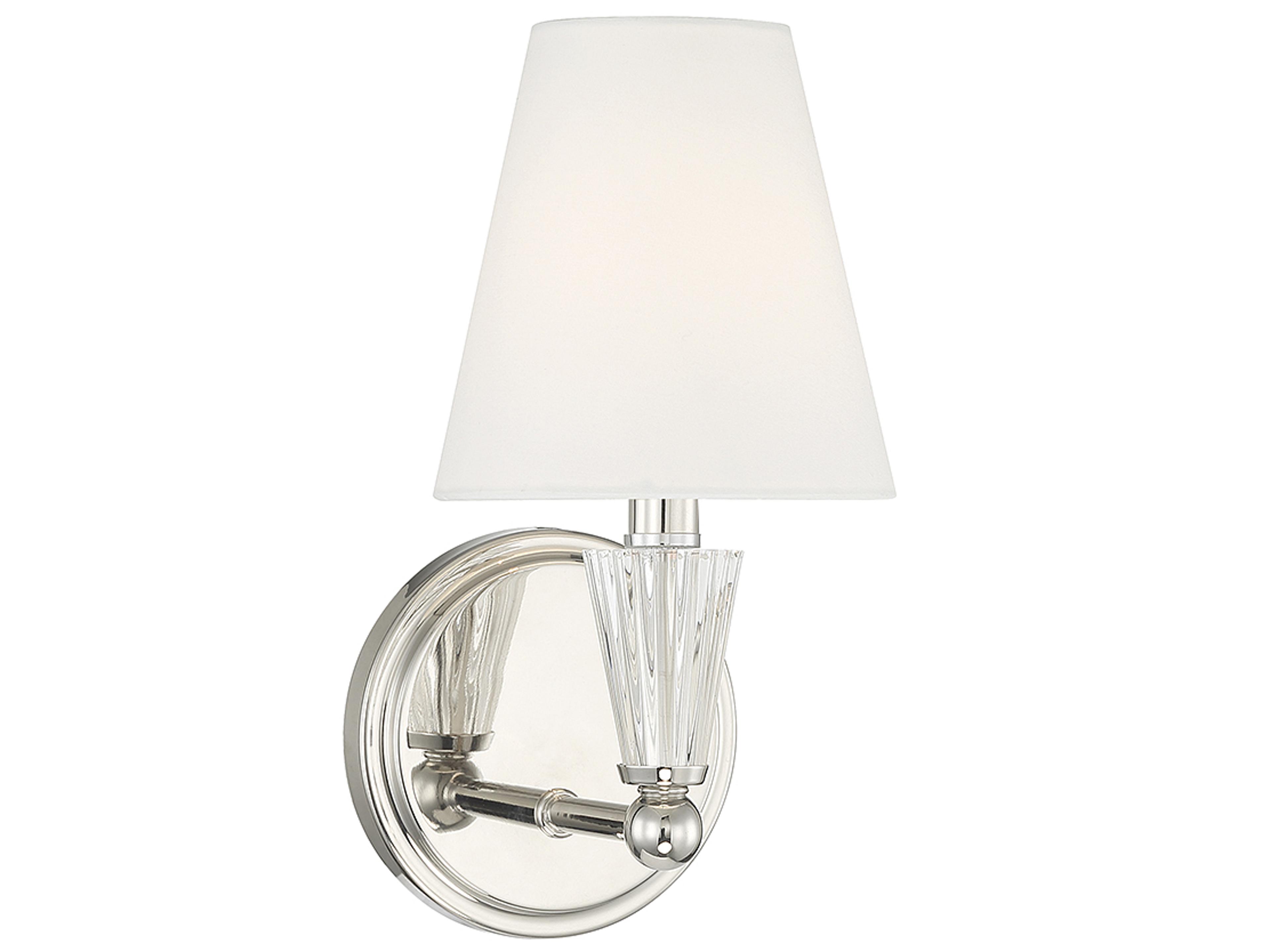 Meridian 1-Light Polished Nickel White Crystal Wall Sconce