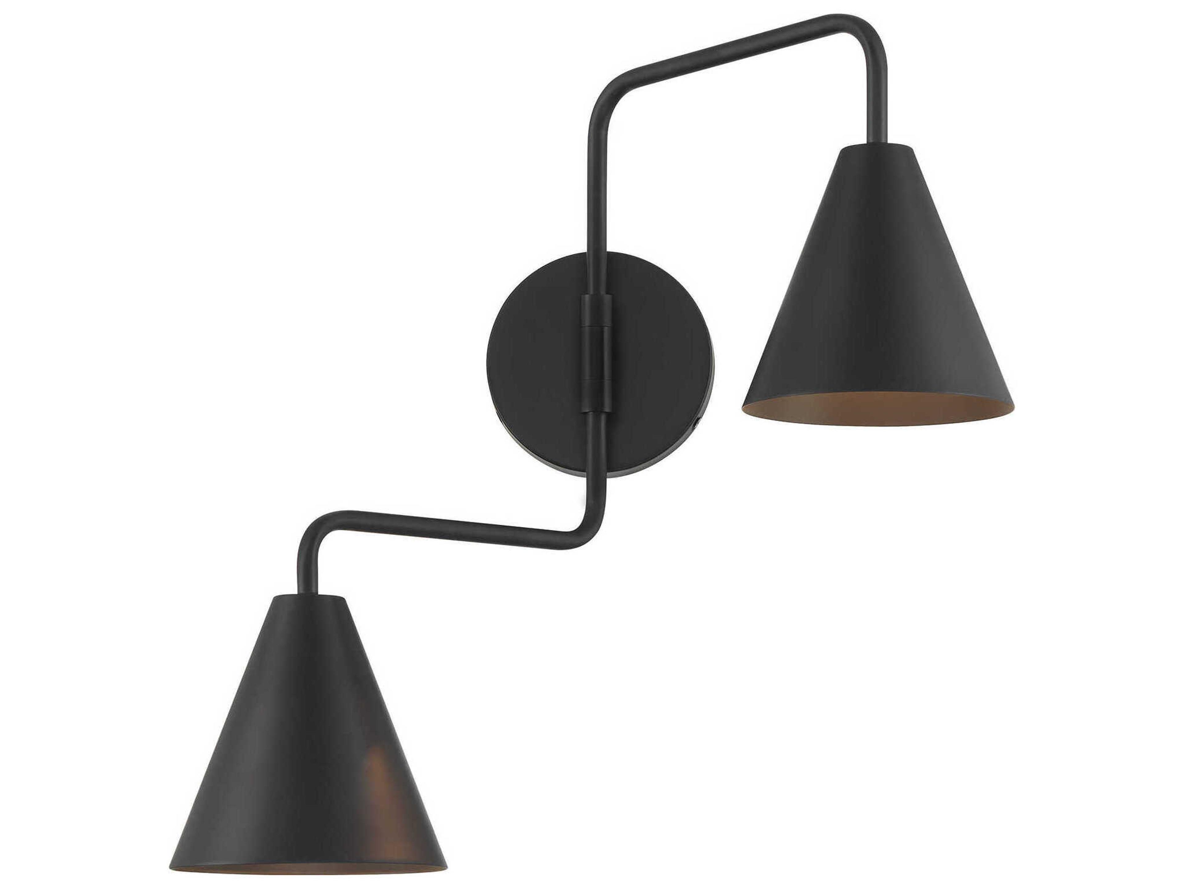 Meridian 2-Light Matte Black Swing Wall Sconce