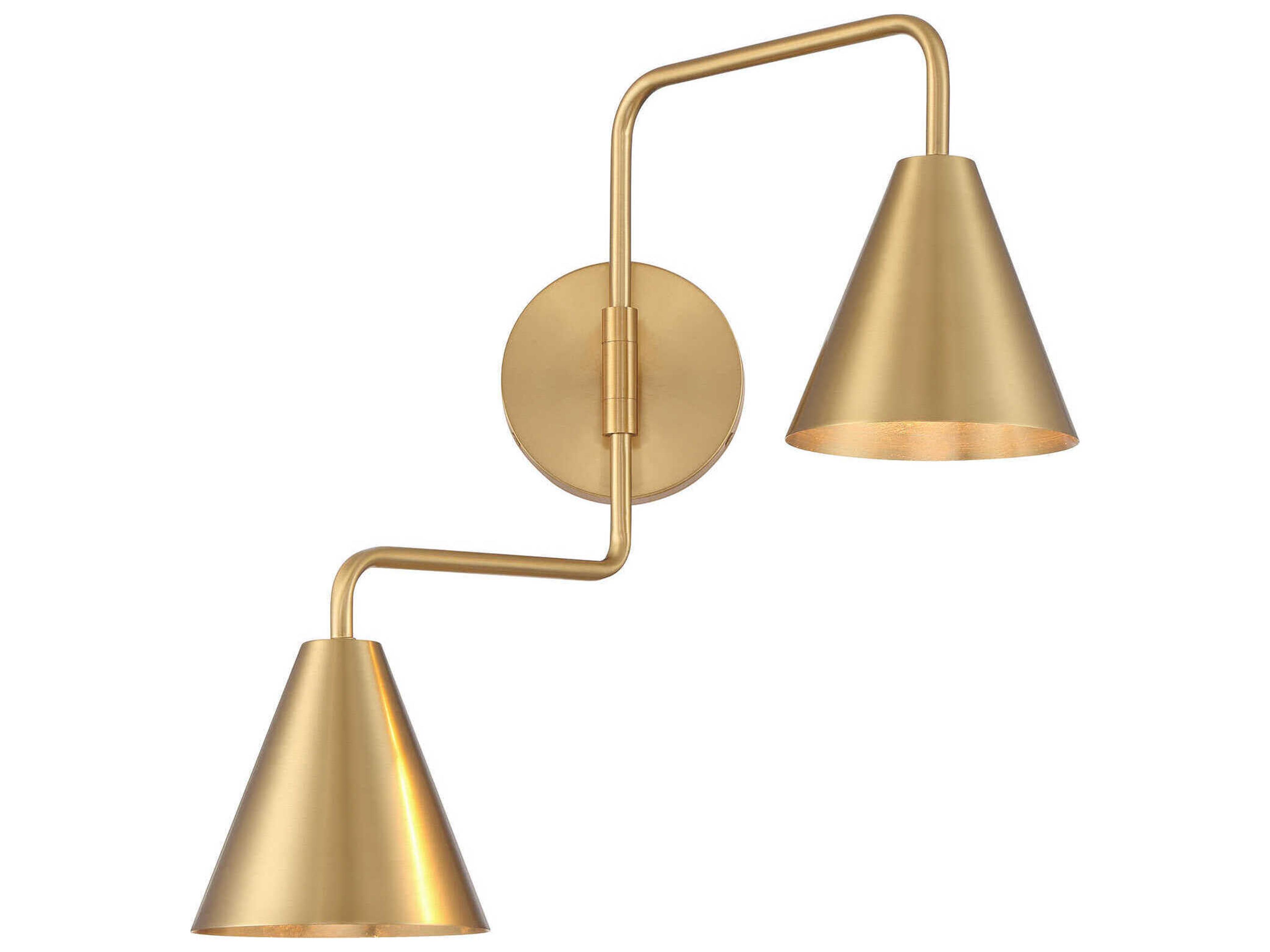 Meridian 2-Light Natural Brass Swing Wall Sconce