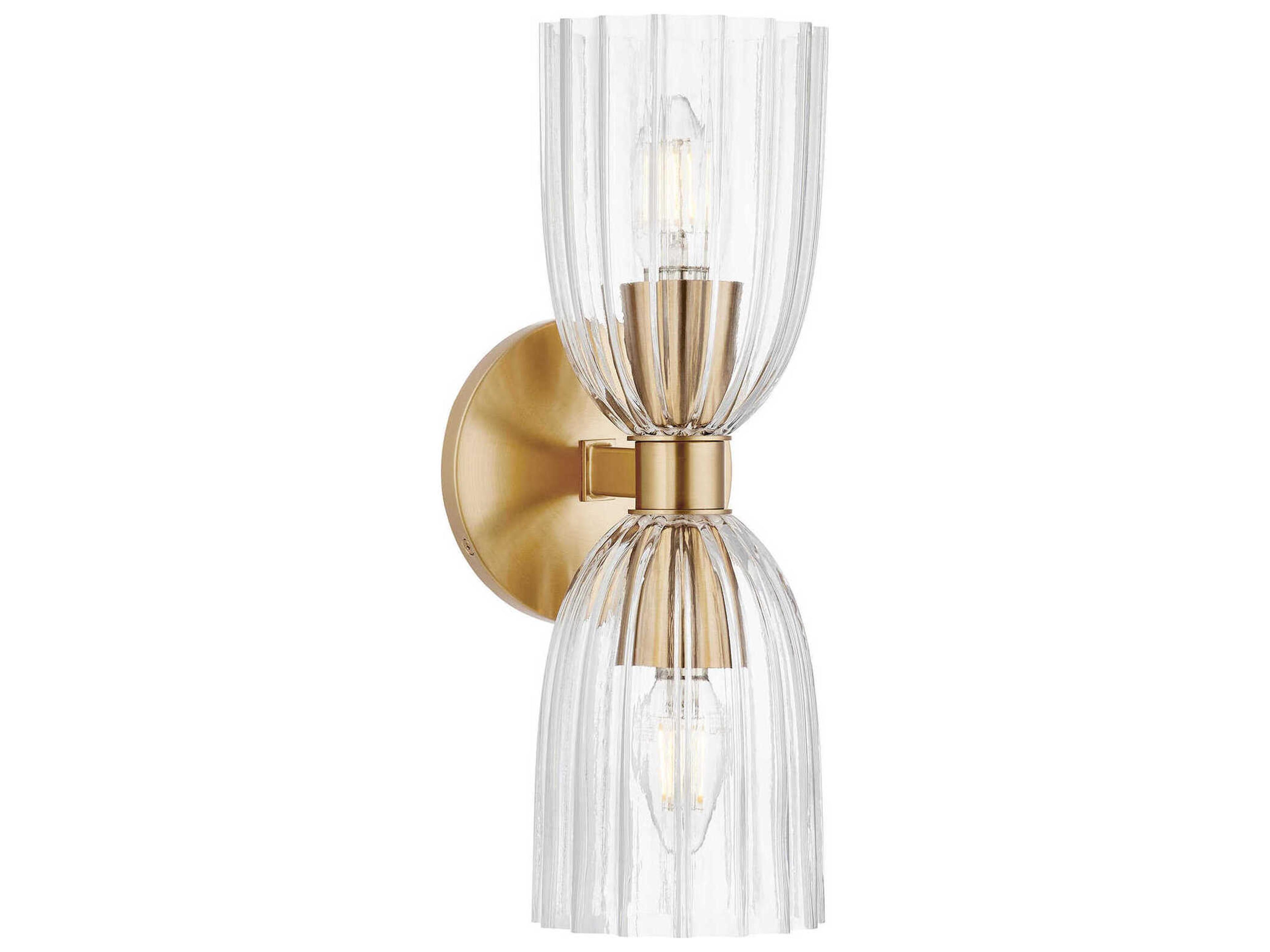 Meridian 2-Light Natural Brass Vanity Light
