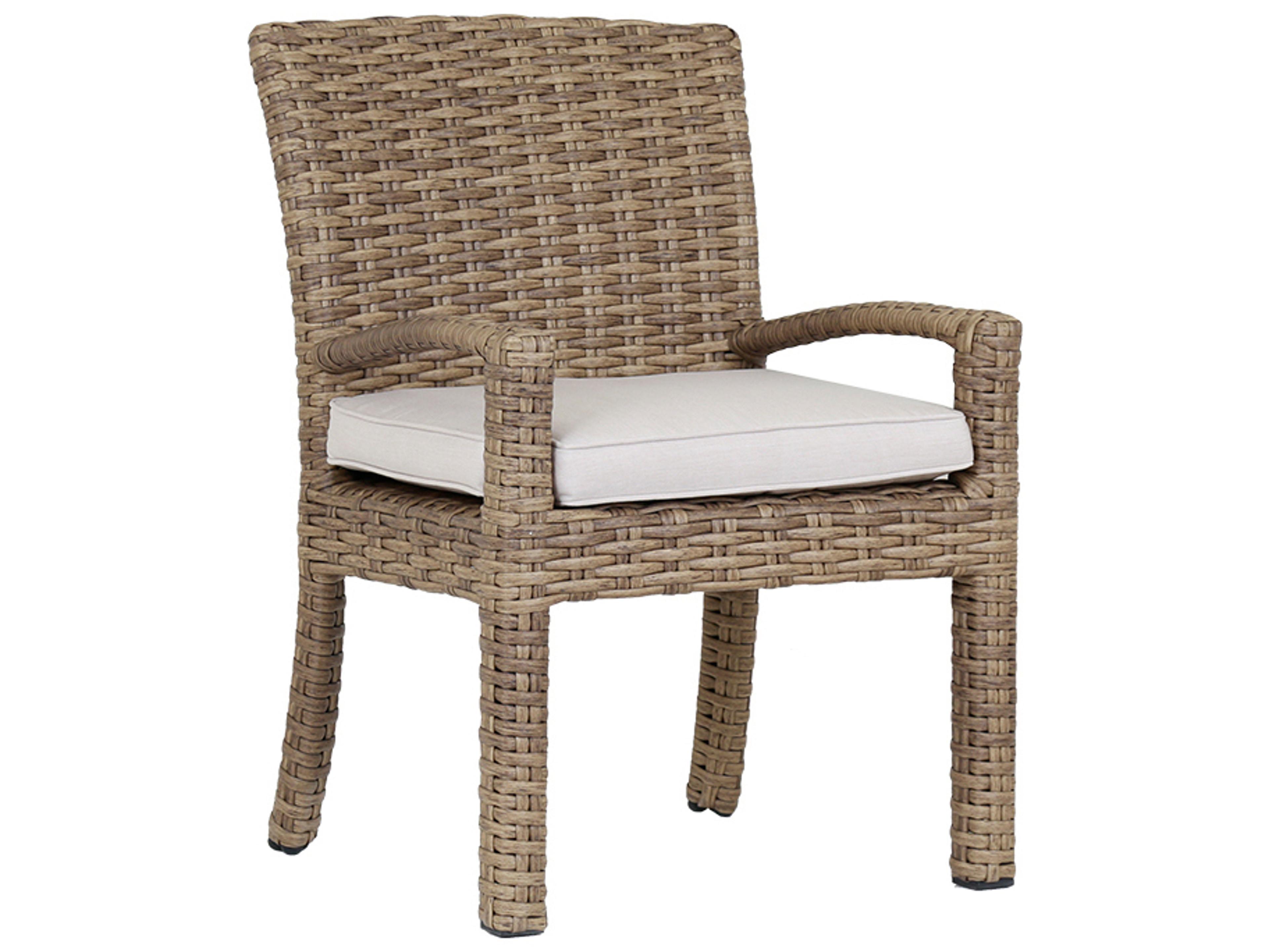 Sunset West Havana Wicker Outdoor Dining Chair in Canvas Flax