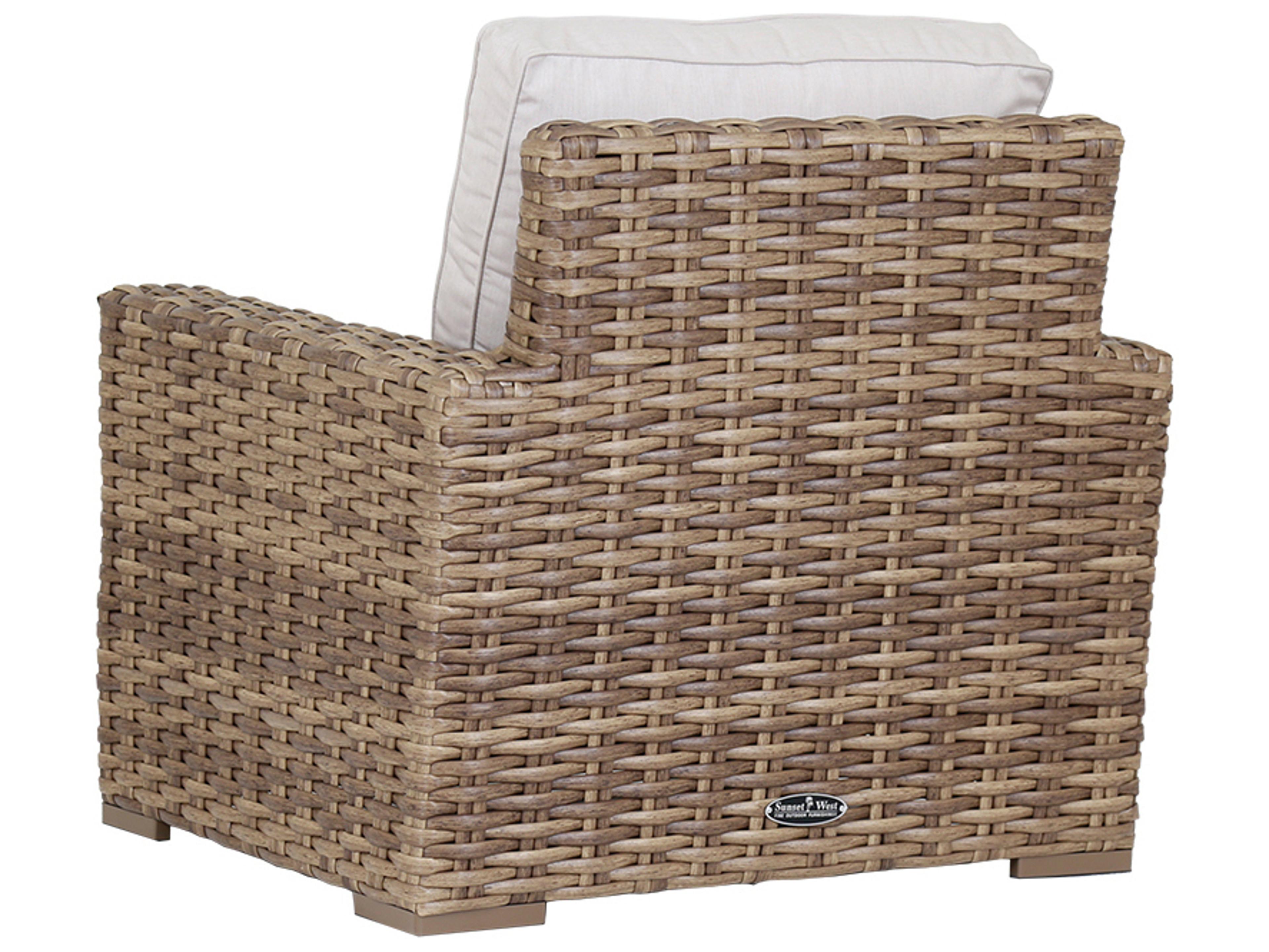 Sunset West Havana Wicker Outdoor Lounge Chair in Canvas Flax