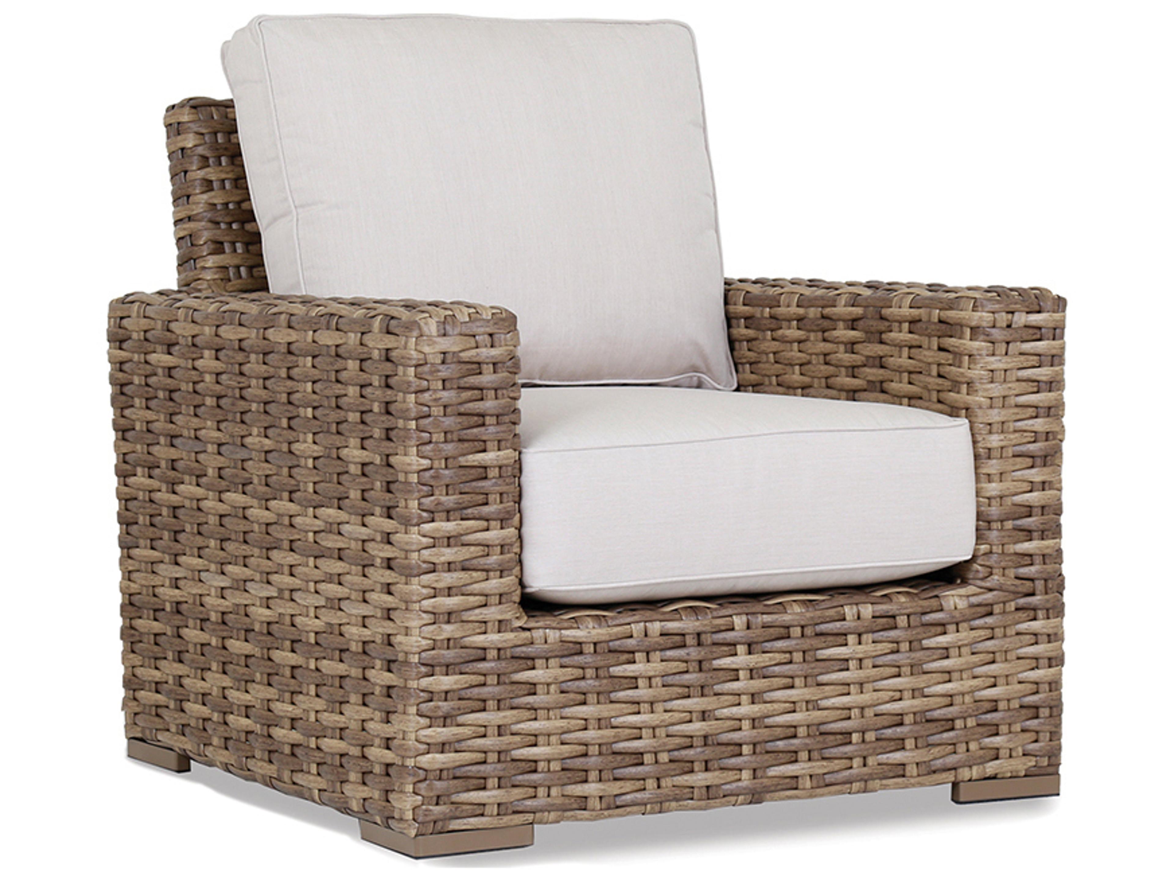 Sunset West Havana Wicker Outdoor Lounge Chair in Canvas Flax
