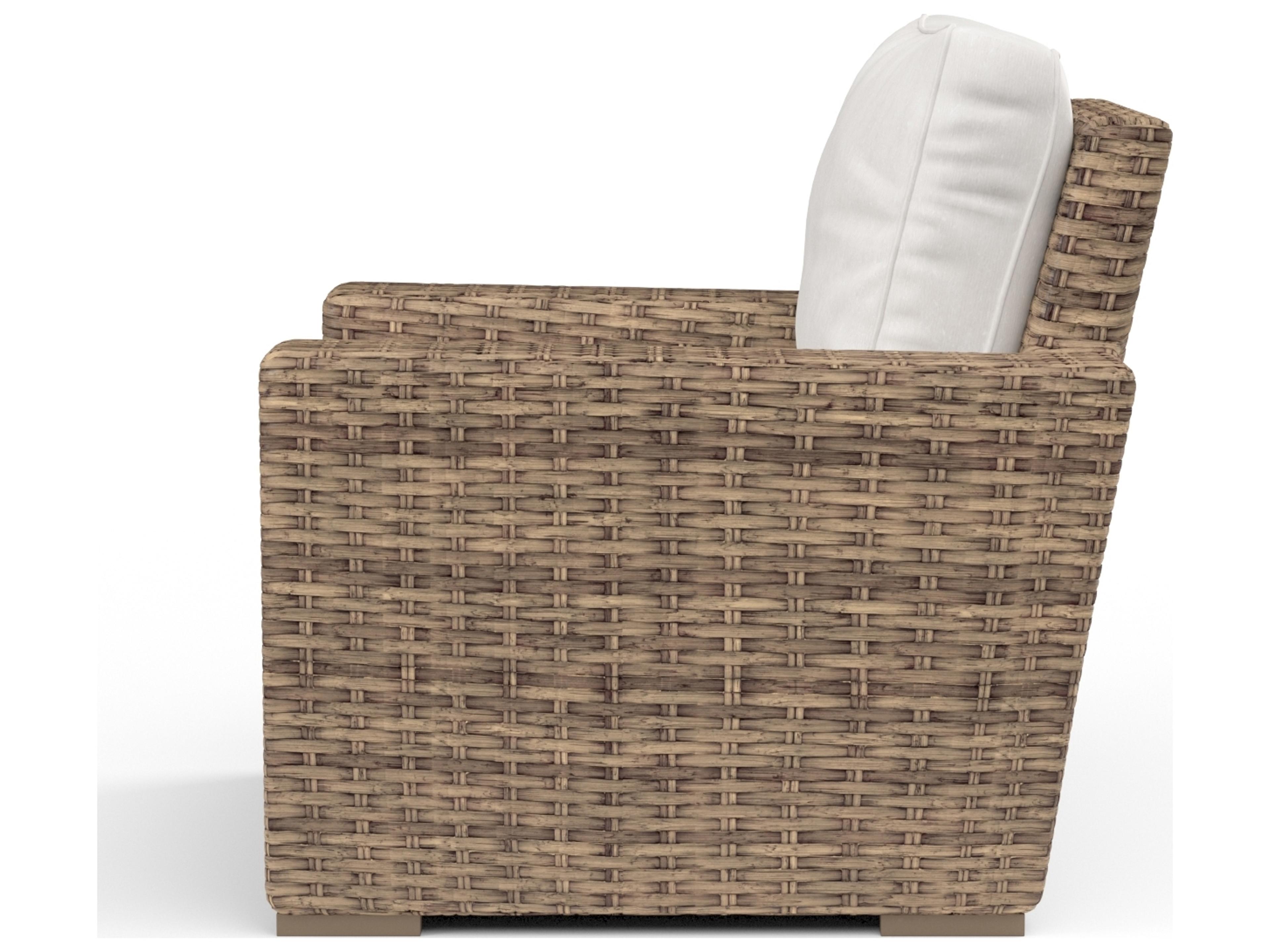 Sunset West Havana Wicker Outdoor Lounge Chair in Canvas Flax