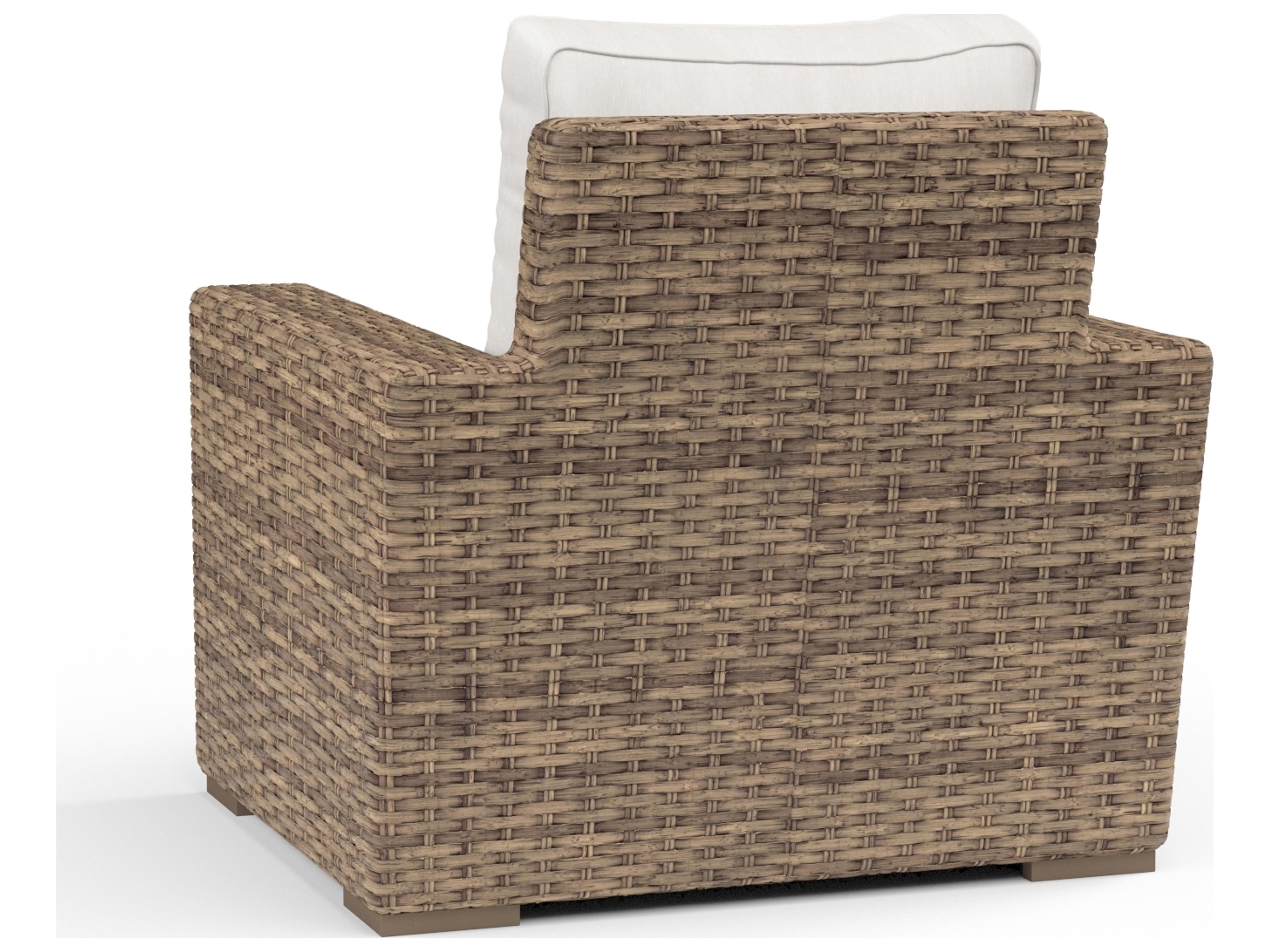 Sunset West Havana Wicker Outdoor Lounge Chair in Canvas Flax