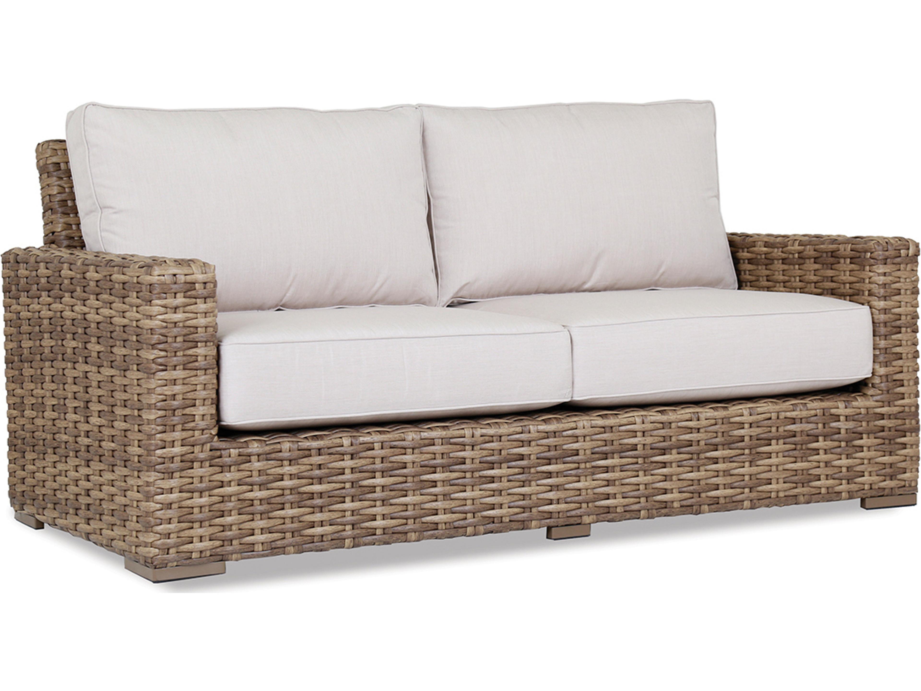 Sunset West Havana Wicker Outdoor Loveseat in Canvas Flax