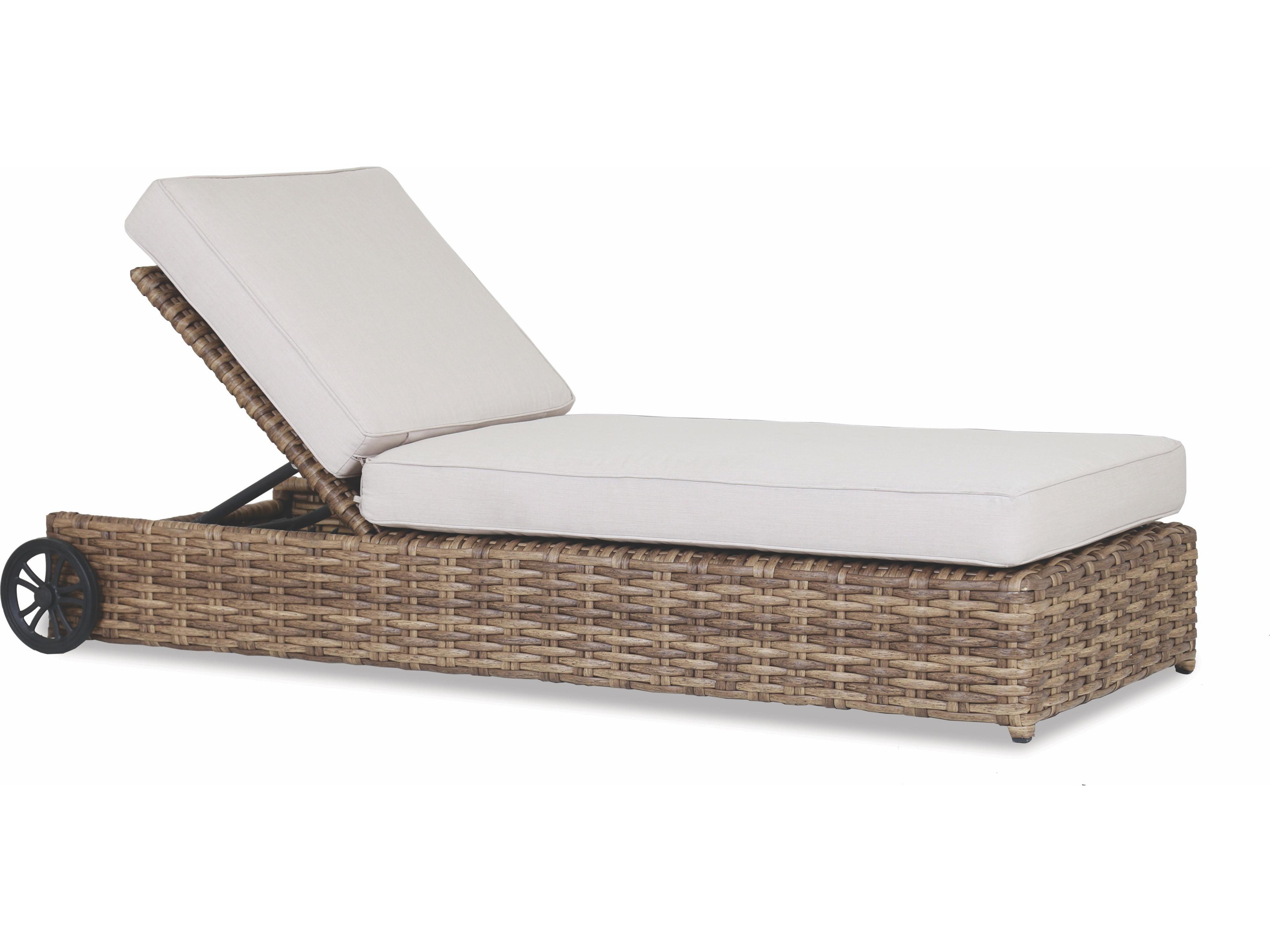 Sunset West Havana Wicker Adjustable Outdoor Patio Chaise Lounge in Canvas Flax