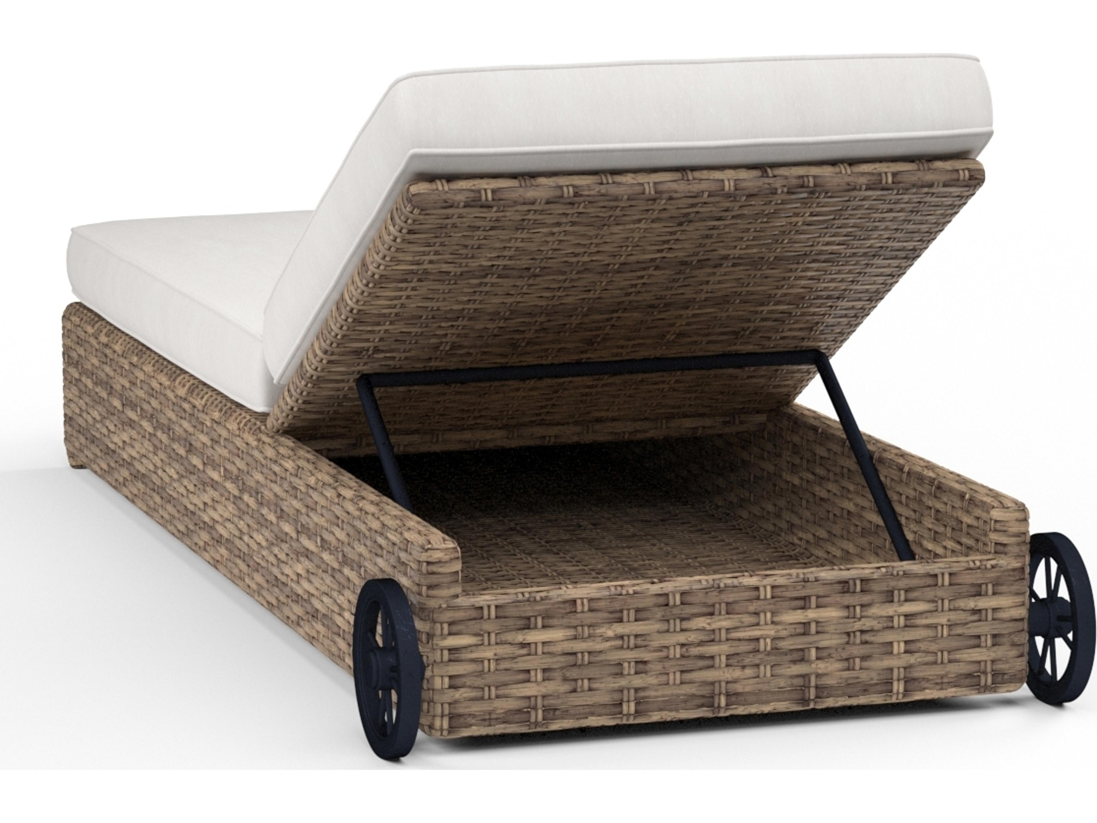 Sunset West Havana Wicker Adjustable Outdoor Patio Chaise Lounge in Canvas Flax