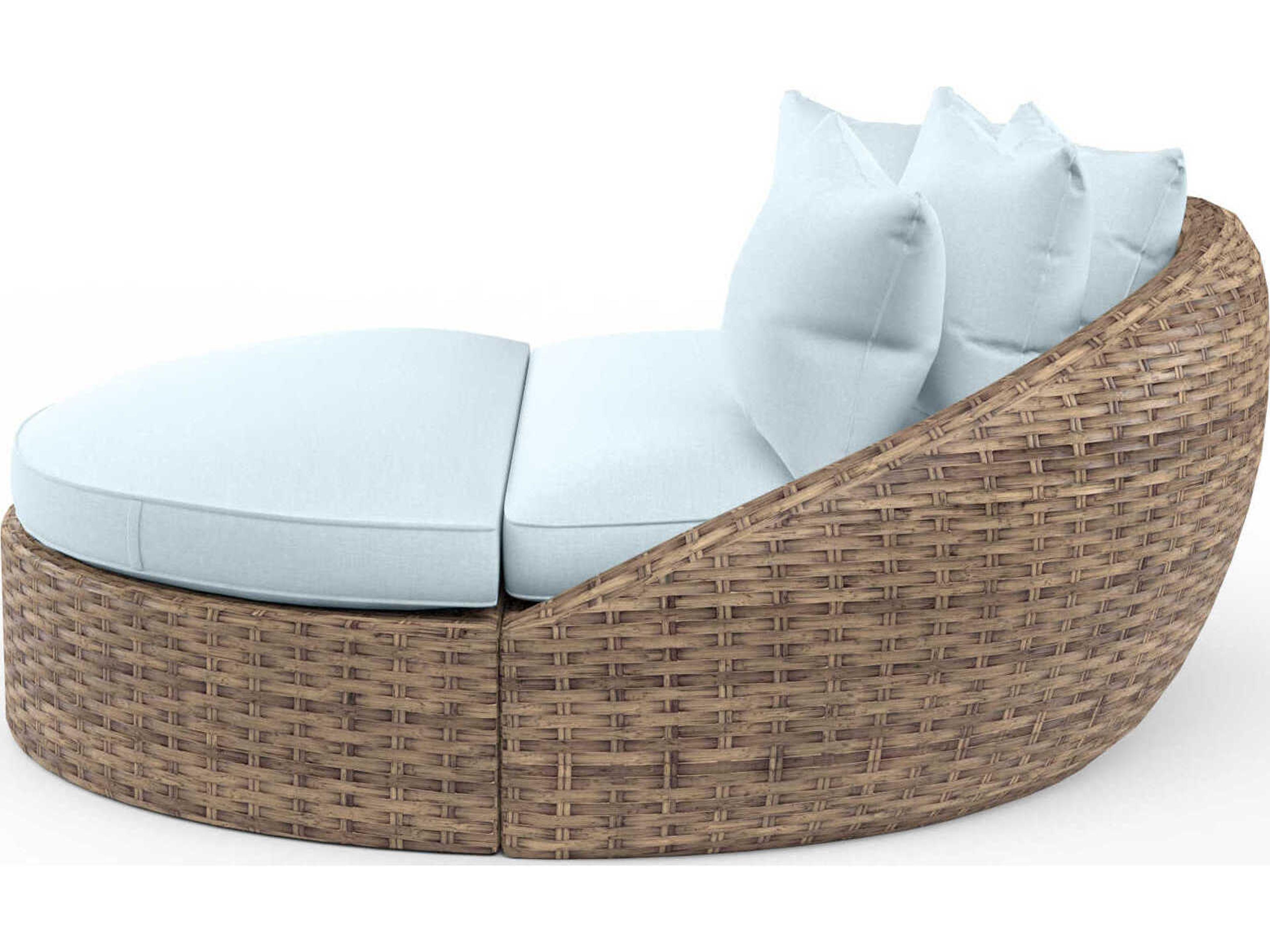 Sunset West Havana Tobacco Wicker Cushion Lounge Bed