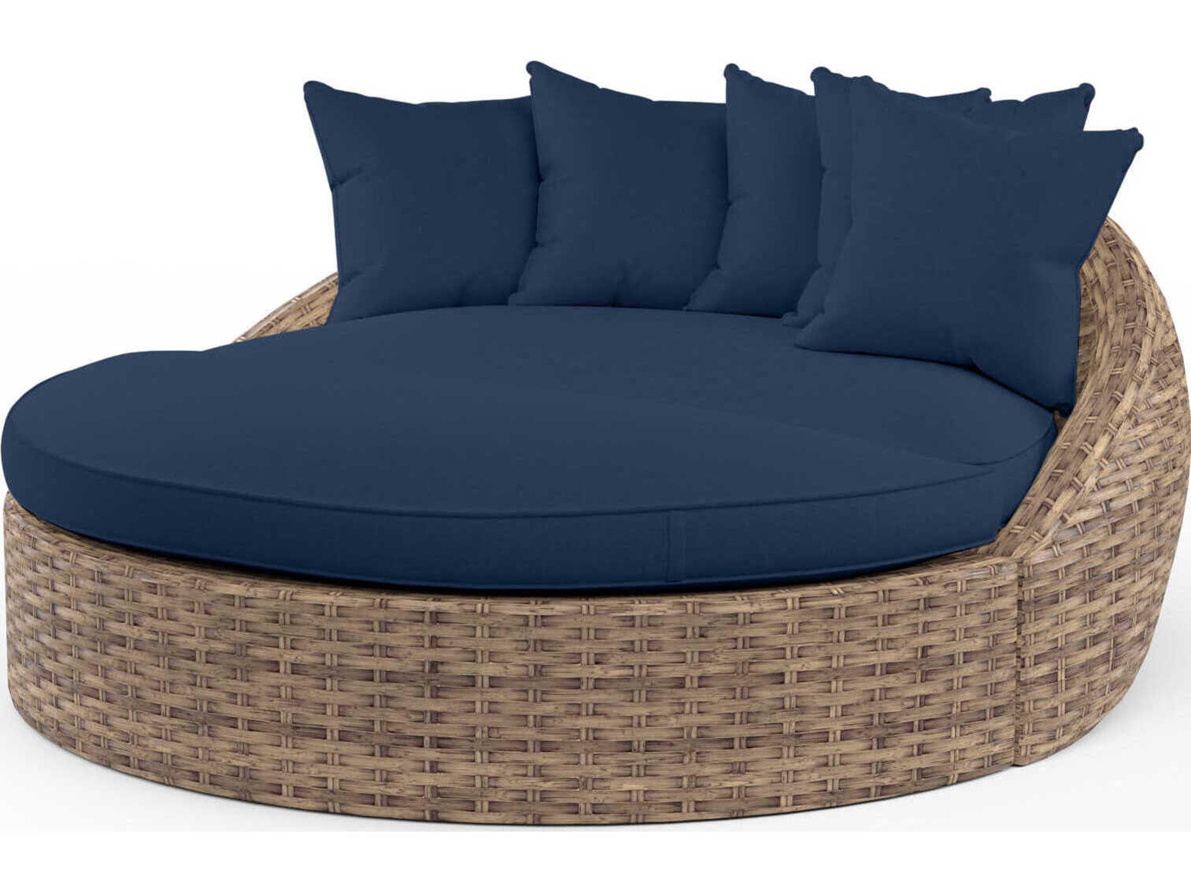 Havana Tobacco Wicker Cushion Lounge Bed