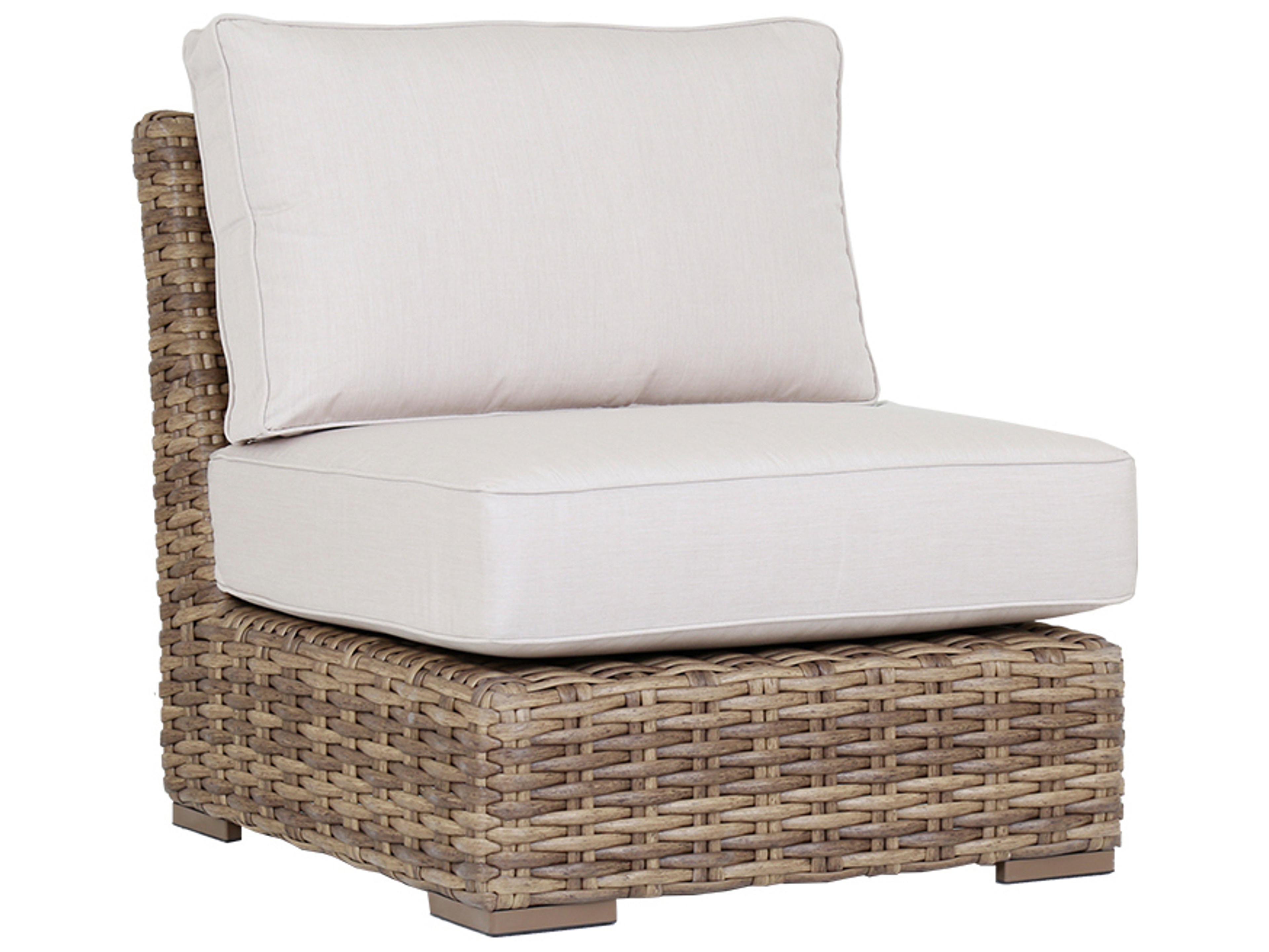 Sunset West Havana Wicker Armless Lounge in Canvas Flax