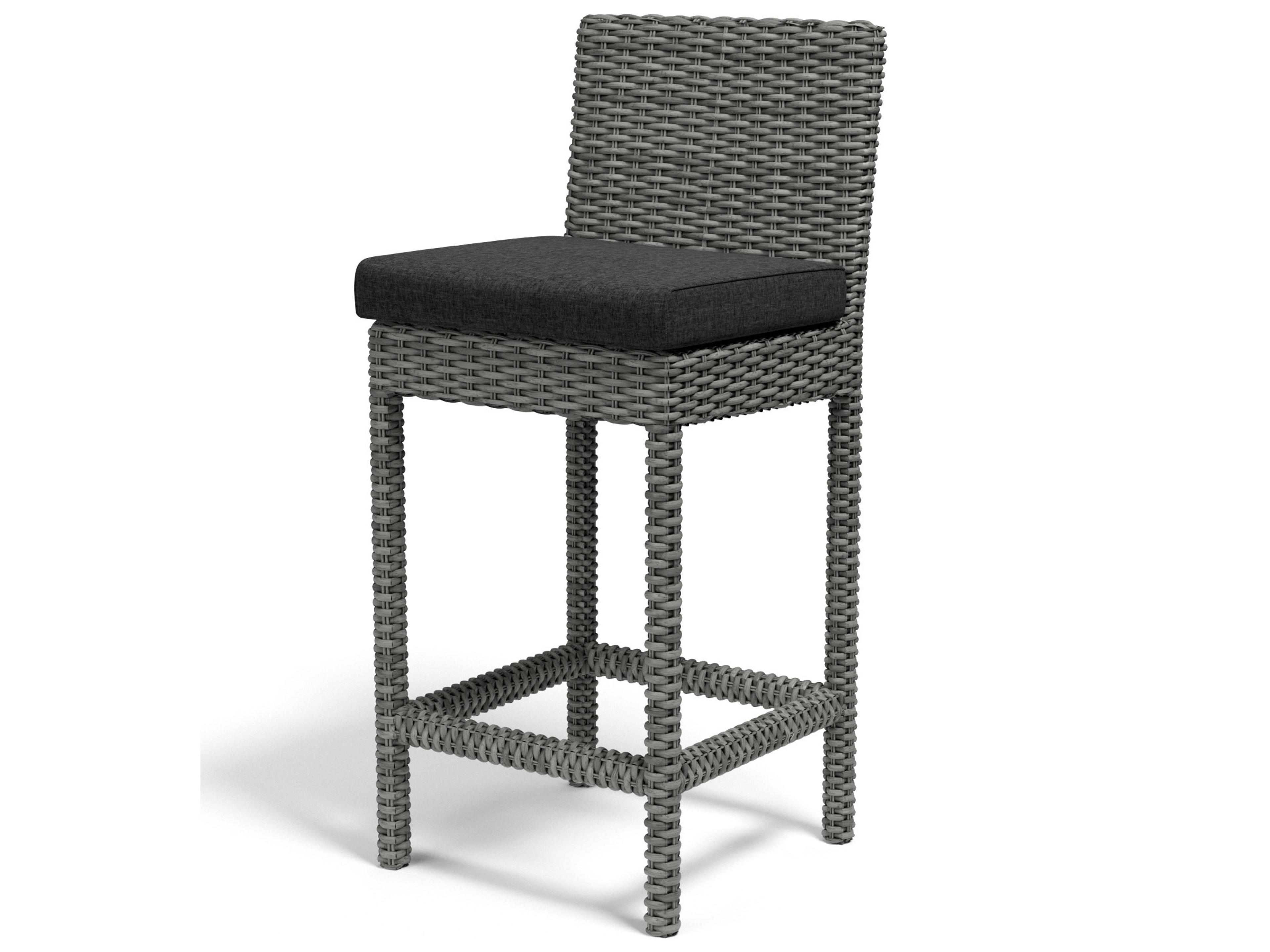 Emerald II Wicker Patio Bar Stool in Spectrum Carbon