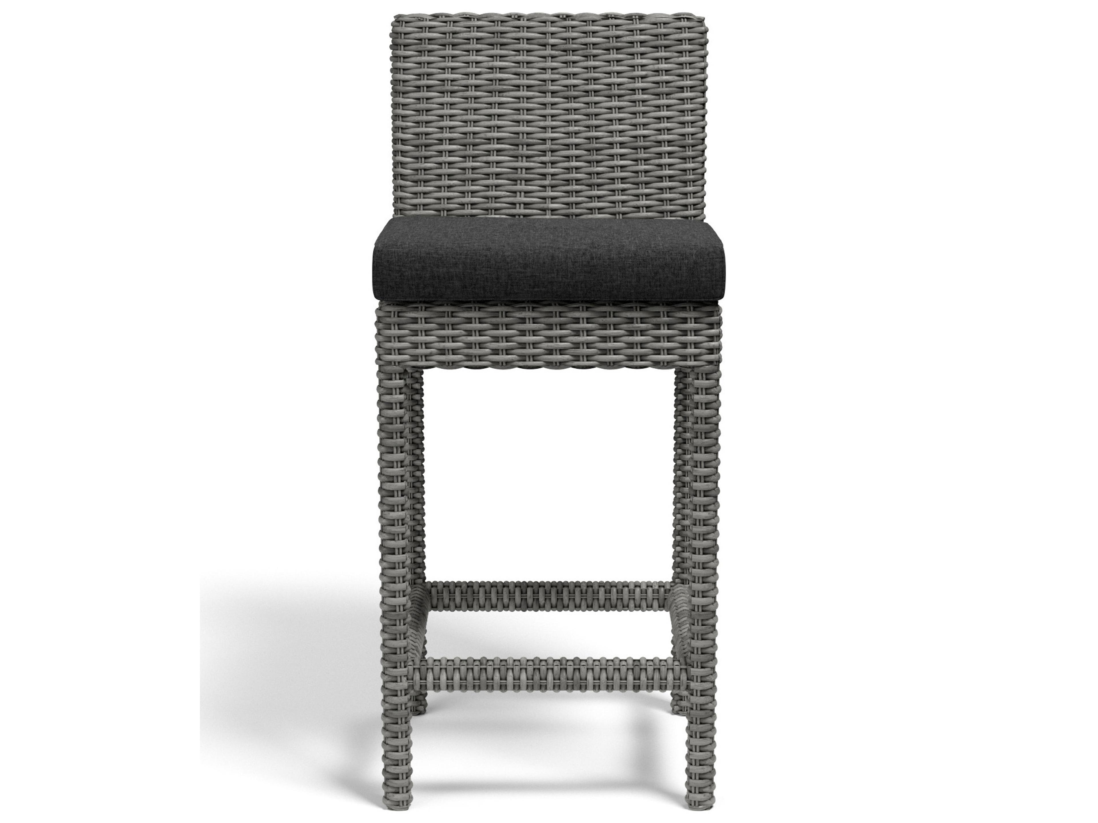 Sunset West Emerald II Wicker Patio Bar Stool in Spectrum Carbon