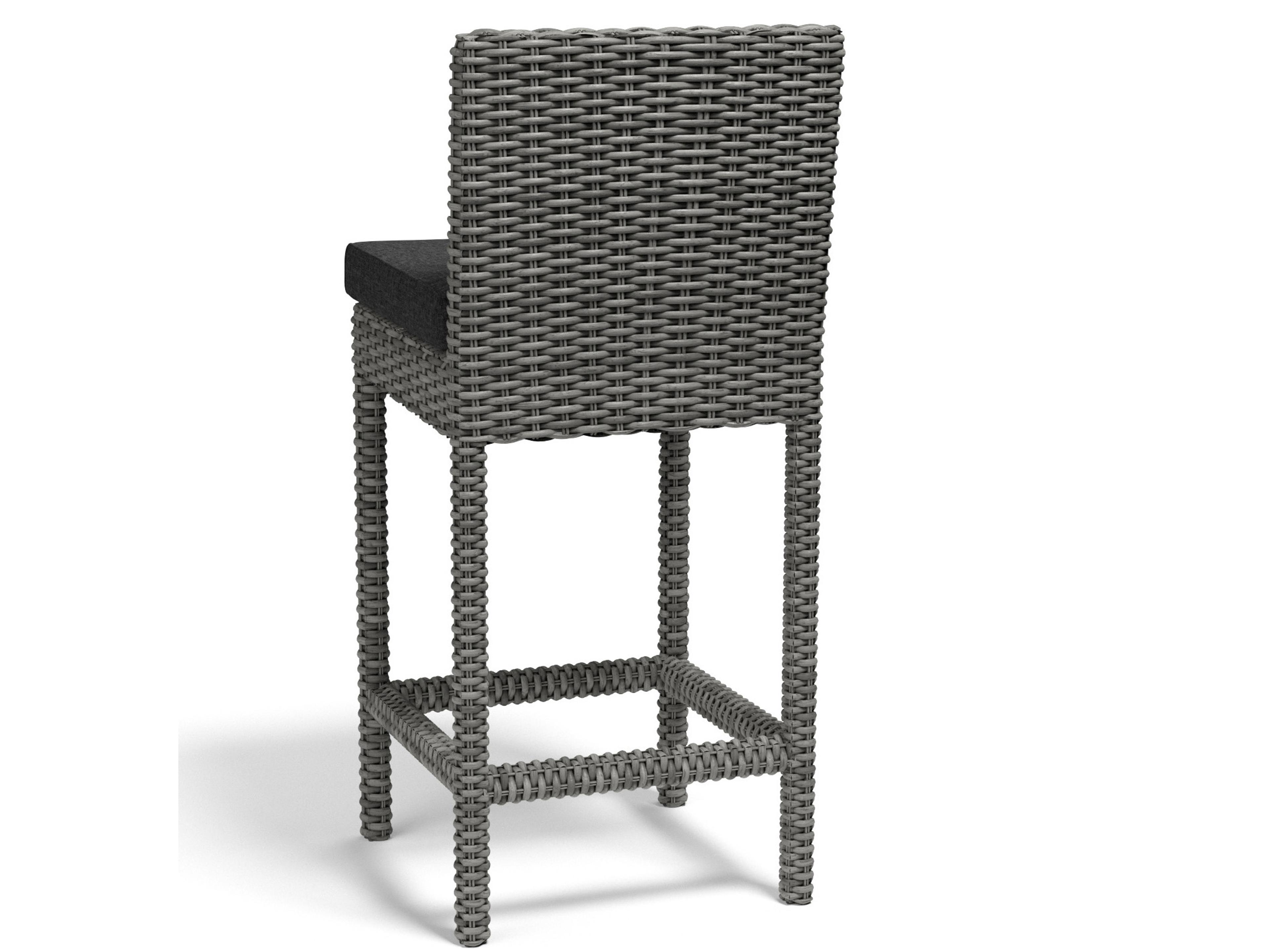 Sunset West Emerald II Wicker Patio Bar Stool in Spectrum Carbon