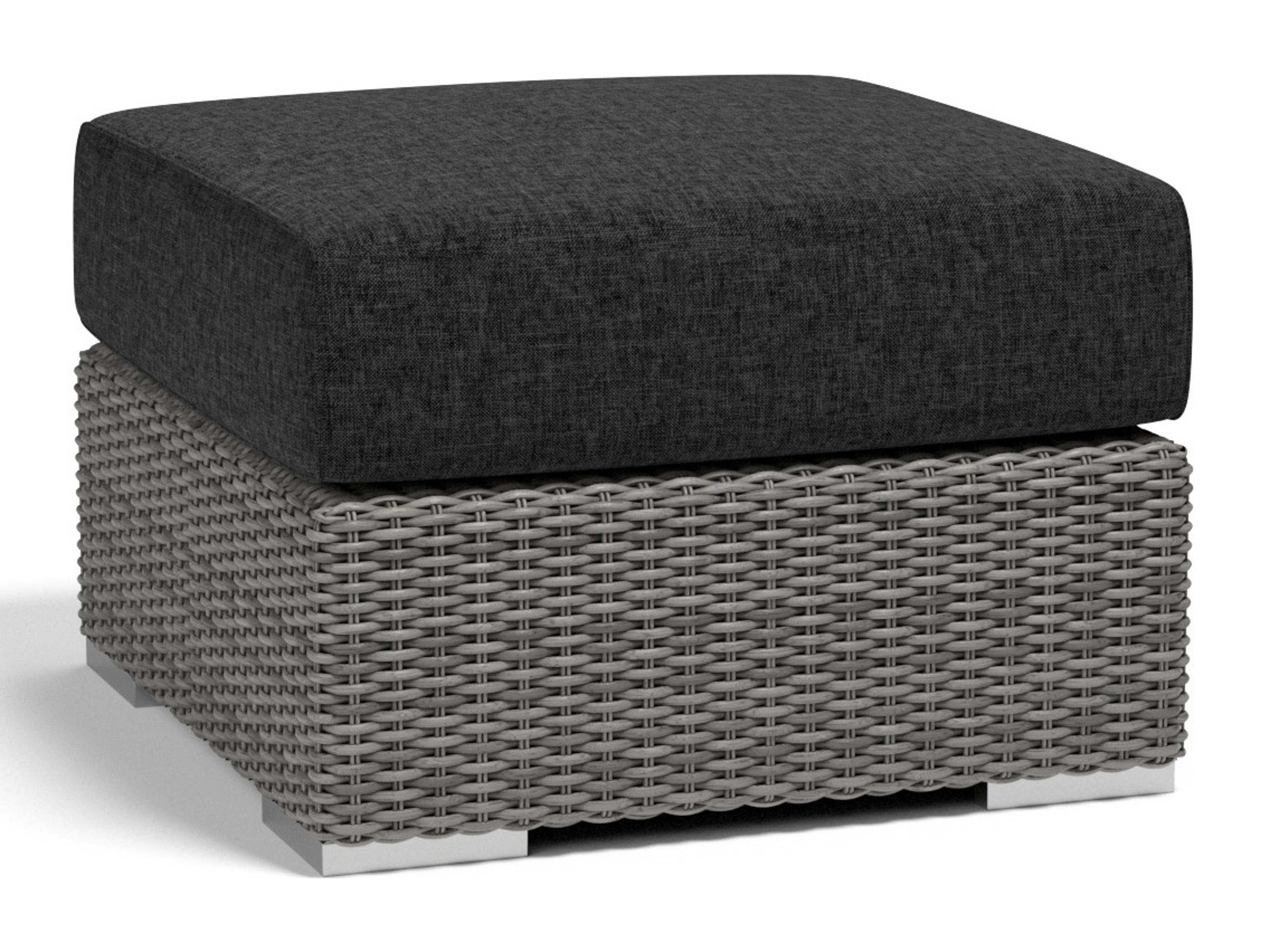 Sunset West Emerald II Wicker Outdoor Ottoman in Spectrum Carbon