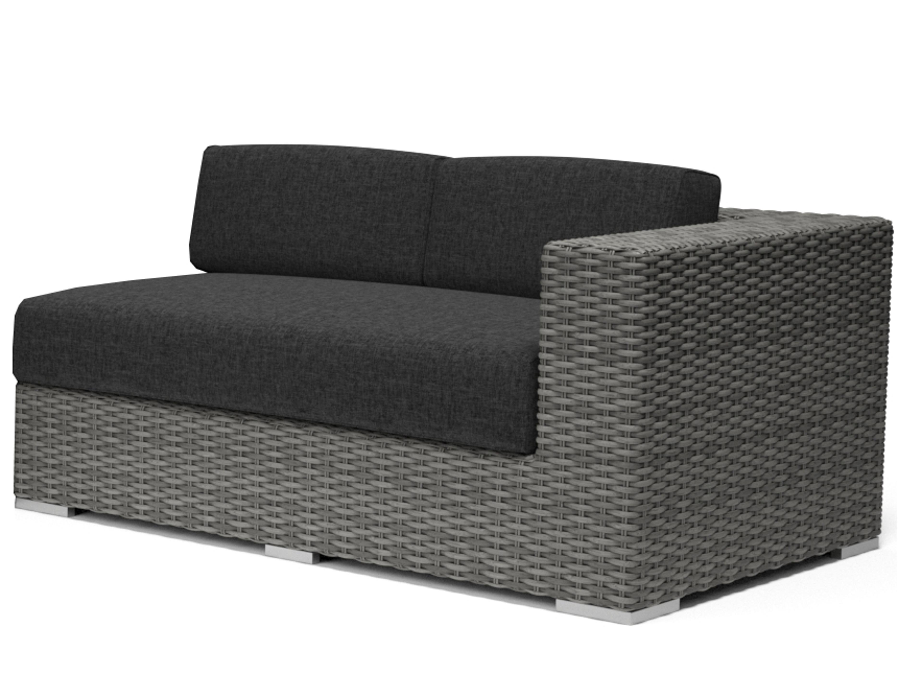 Emerald II Wicker Steel Gray Right Arm Patio Loveseat in Spectrum Carbon