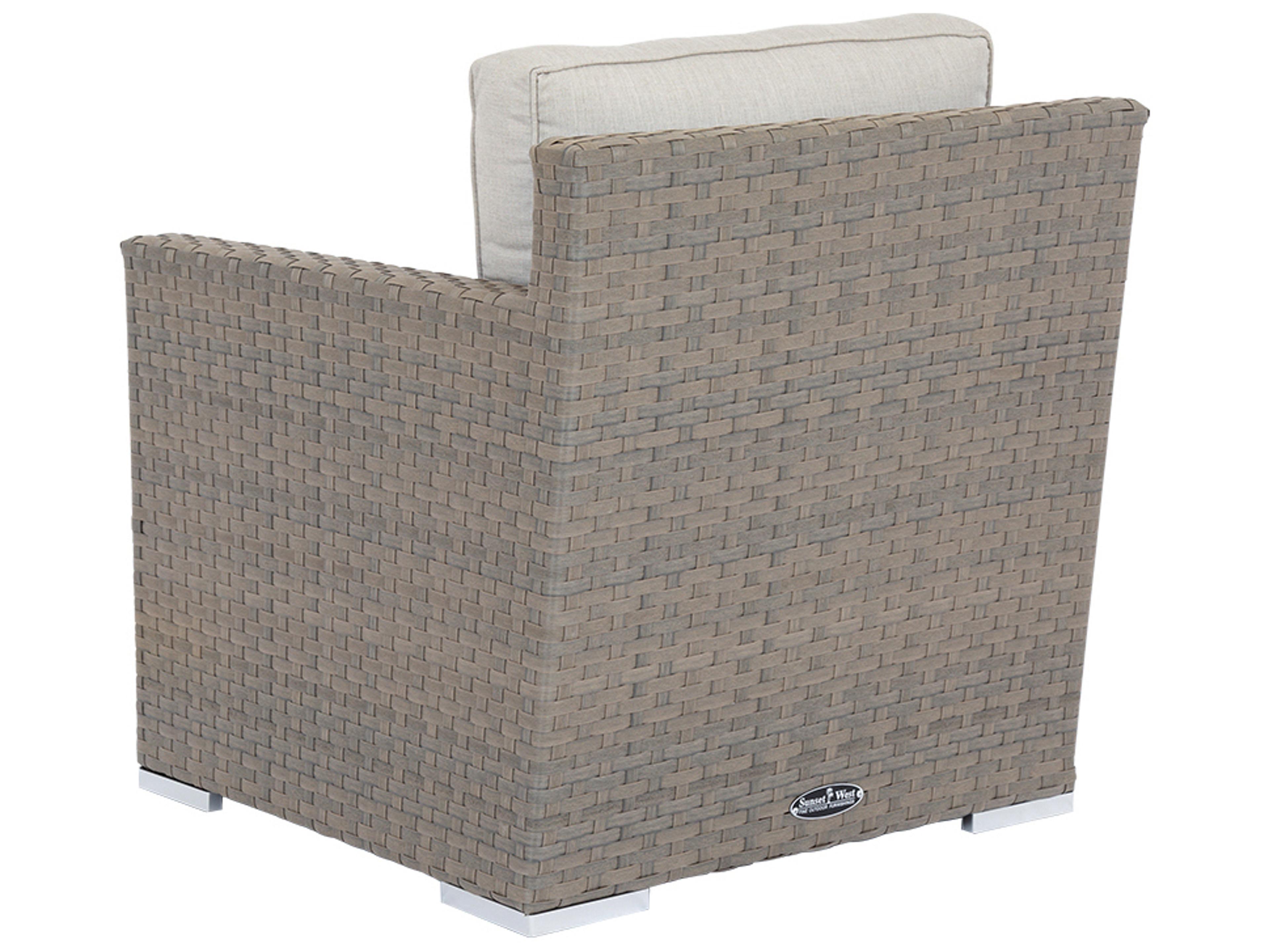 Sunset West Majorca Wicker Outdoor Lounge Chair in Cast Silver