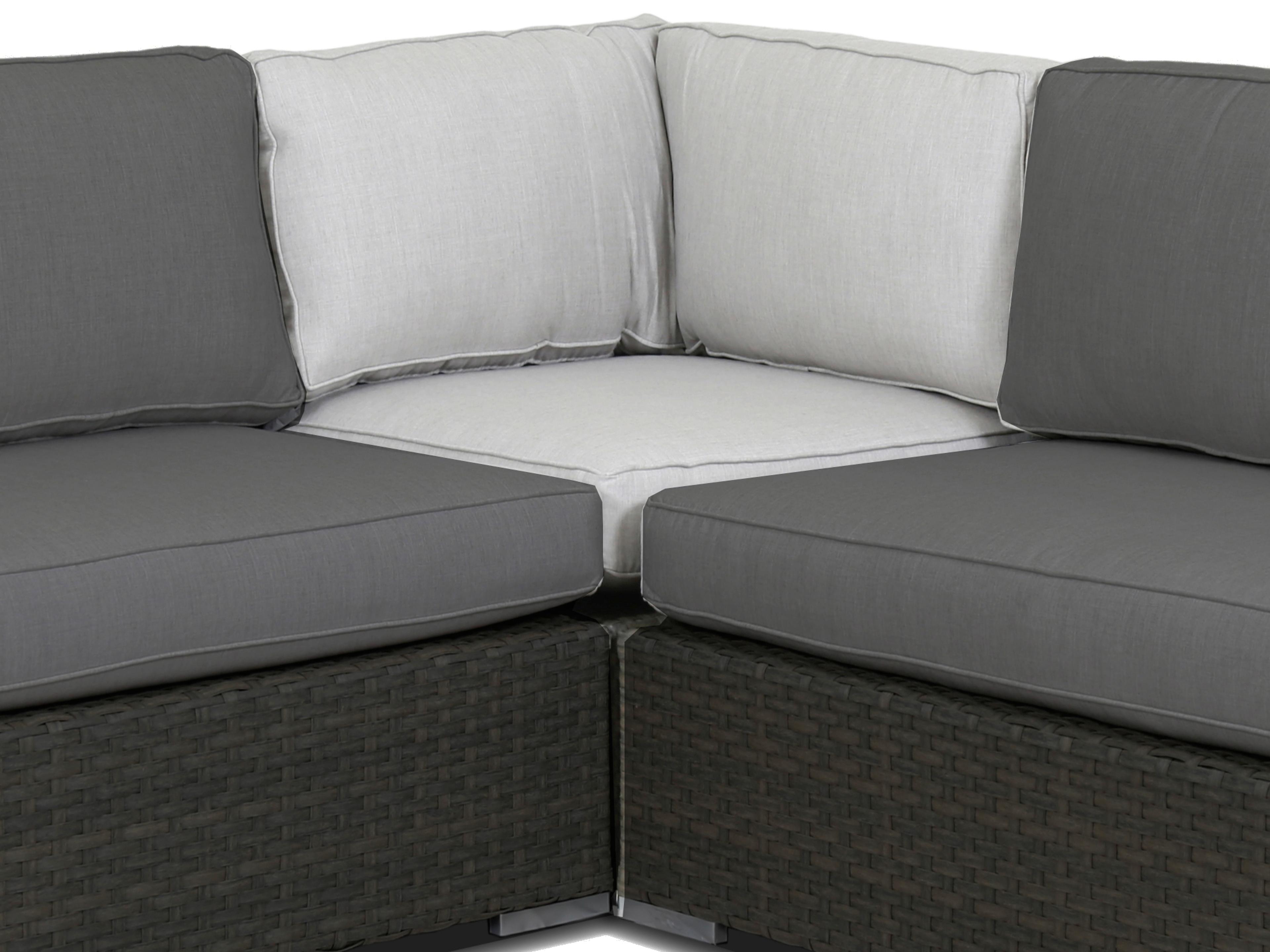 Majorca Wicker Corner Outdoor Lounge Chair in Cast Silver with Self Welt