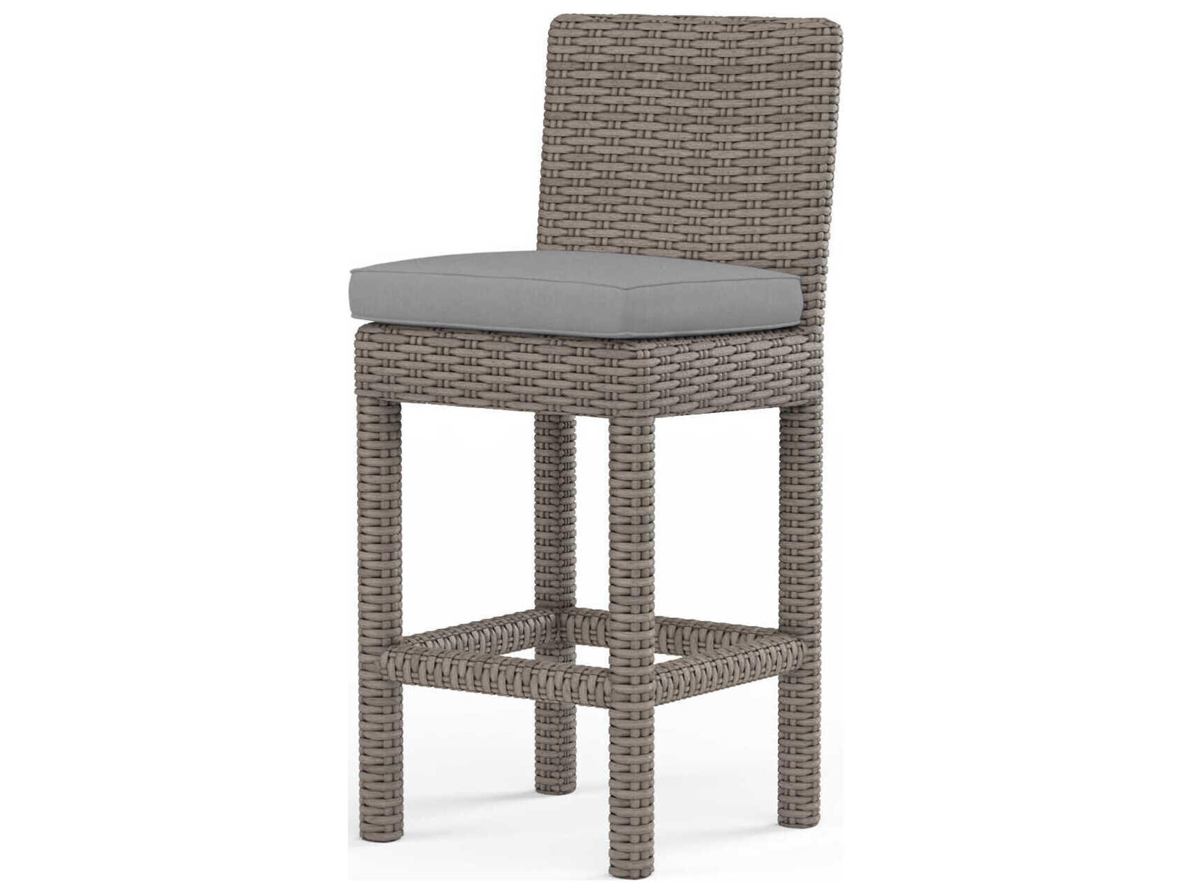 Montecito Driftwood Wicker Cushion Counter Stool